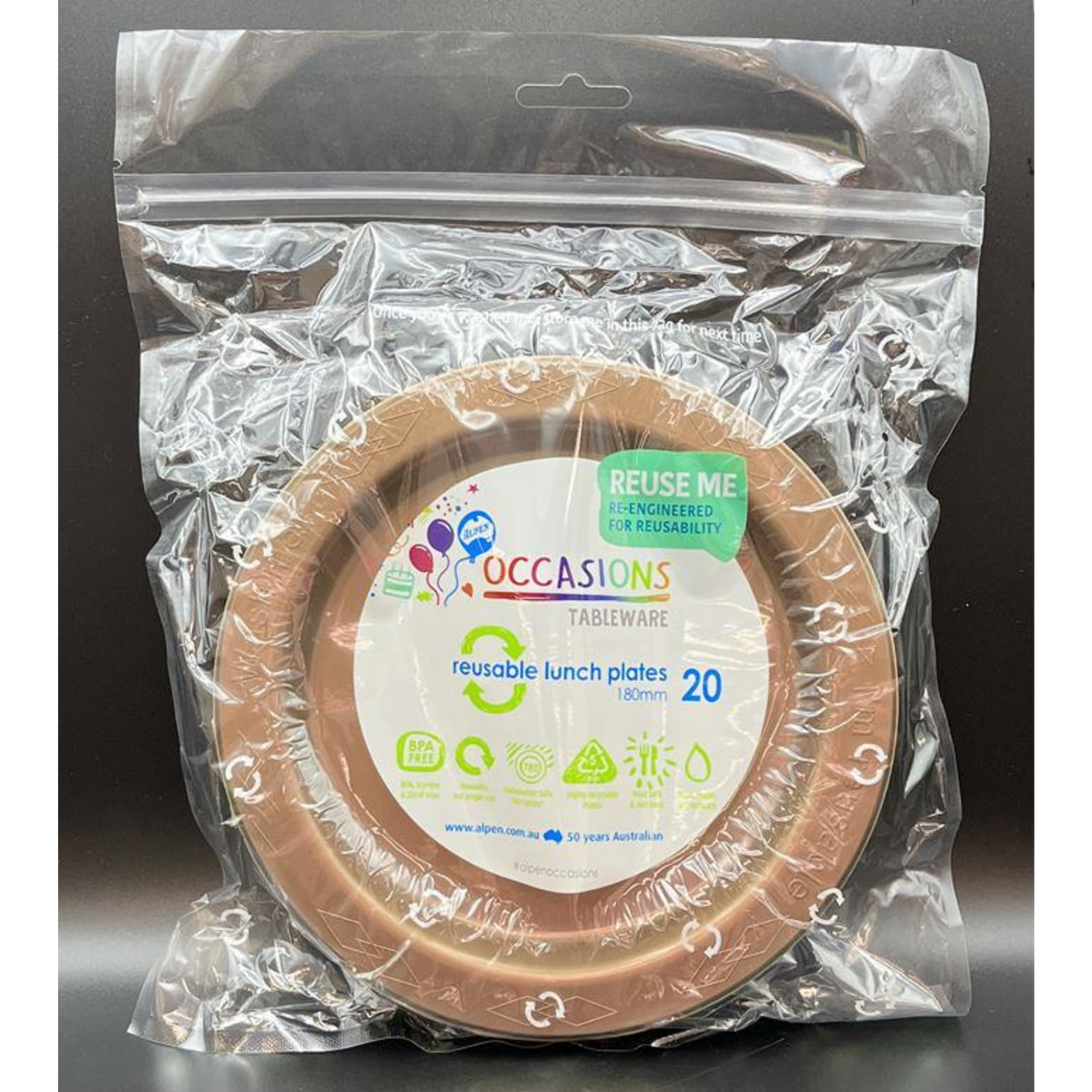 Occasions Rose Gold Lunch Plate (20 Pack)