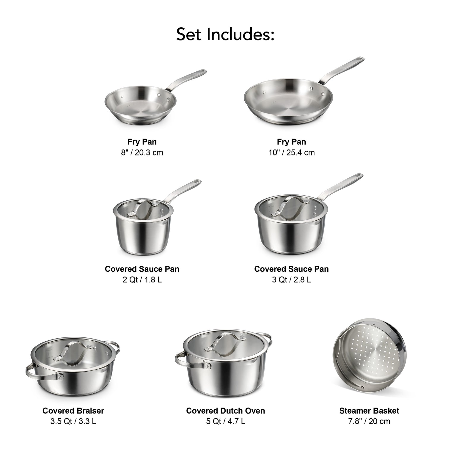 Tramontina Tempo 7-Piece Stainless Steel Cookware Set