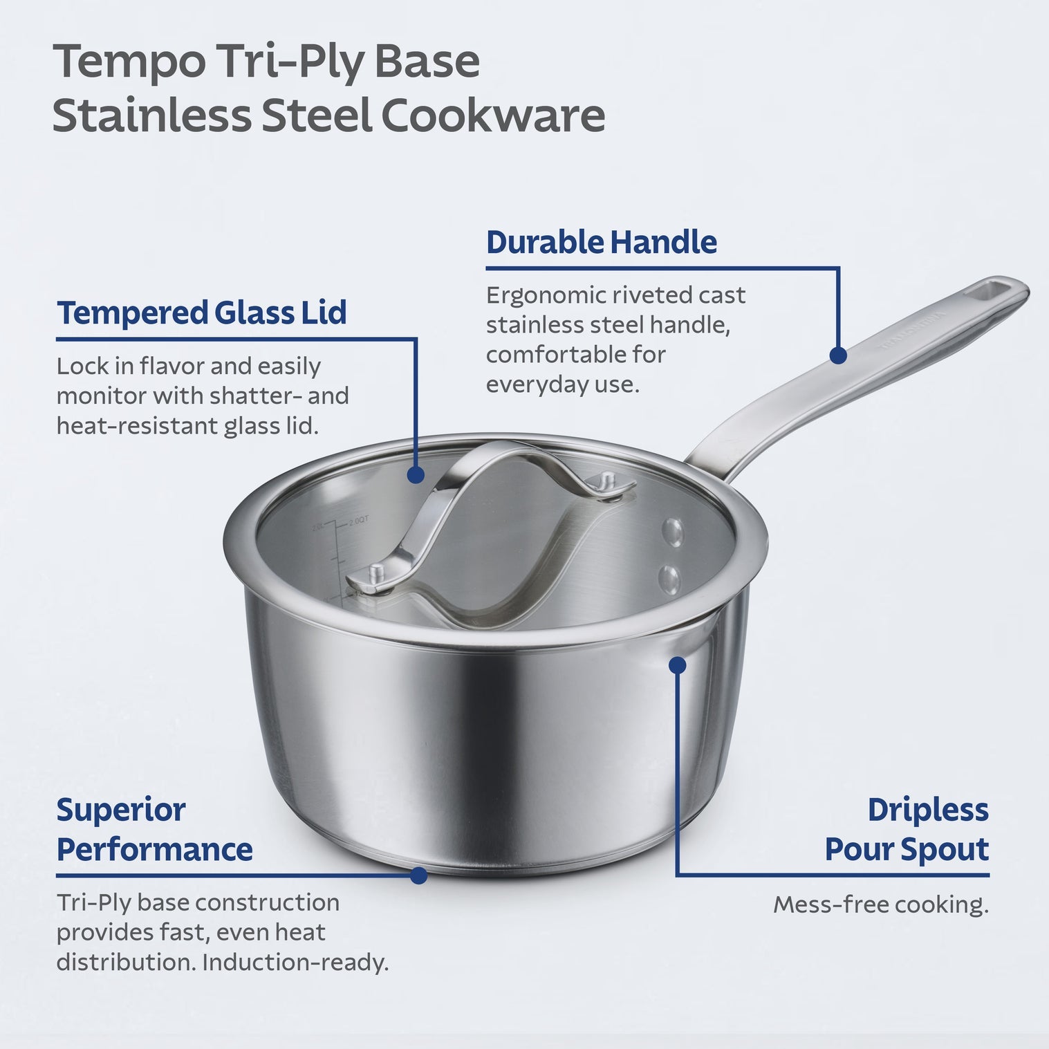 Tramontina Tempo 7-Piece Stainless Steel Cookware Set