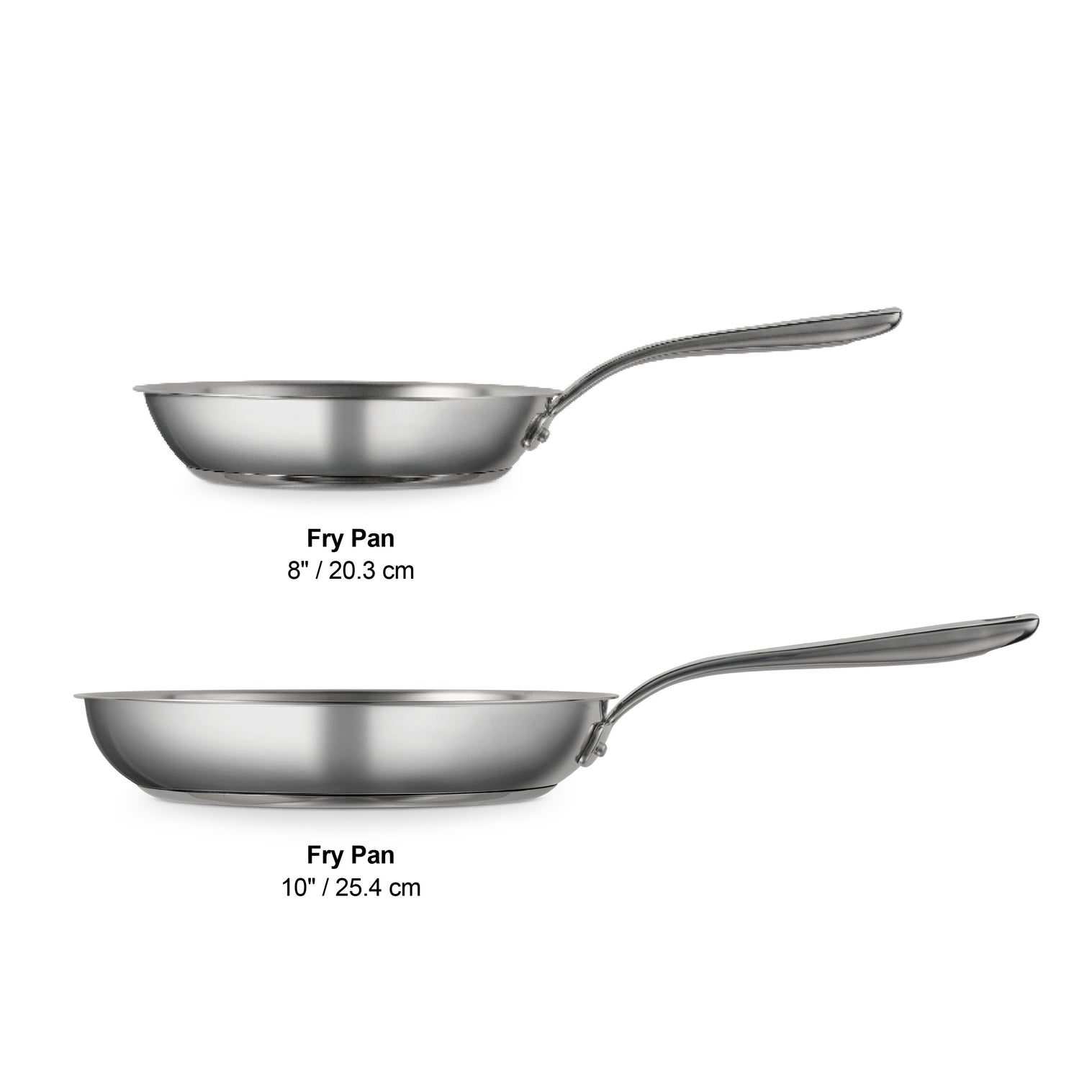 Tramontina Tempo 2 Piece Stainless Steel Fry Pan Set 20cm & 25cm