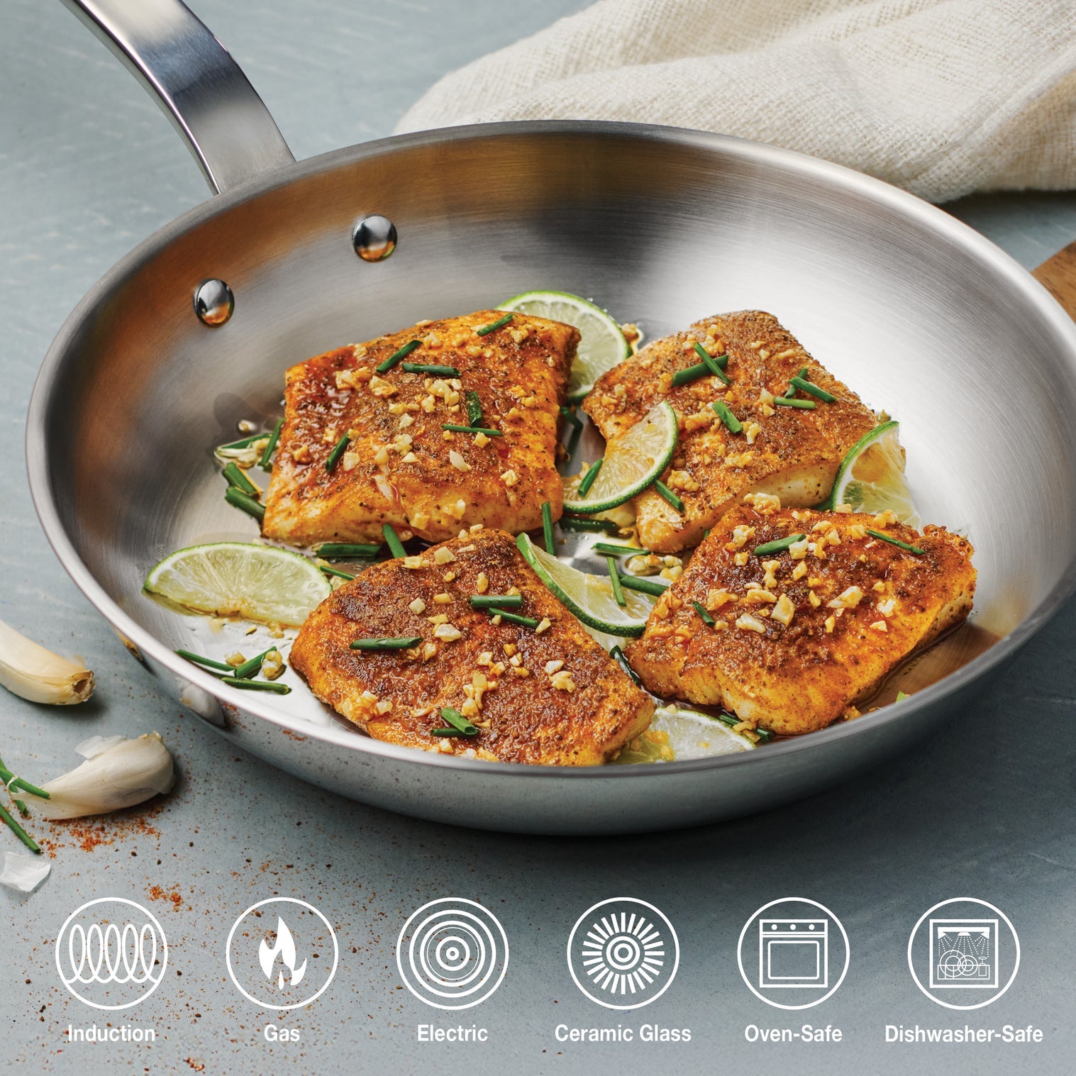Tramontina Tempo 2 Piece Stainless Steel Fry Pan Set 20cm & 25cm