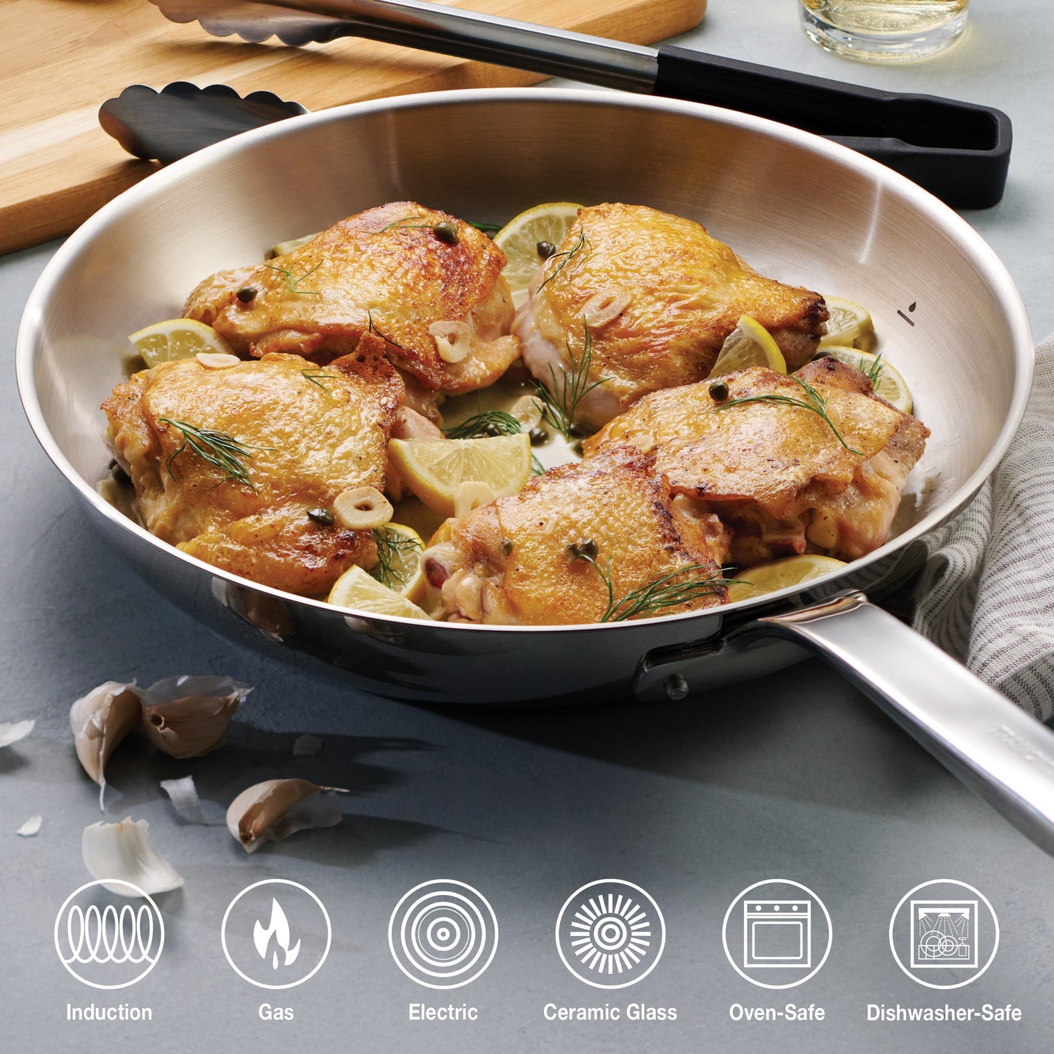 Tramontina Tempo 2 Piece Stainless Steel Fry Pan Set 25cm & 30cm