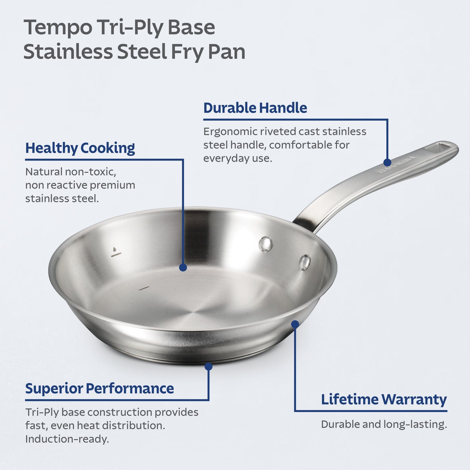 Tramontina Tempo 2 Piece Stainless Steel Fry Pan Set 25cm & 30cm