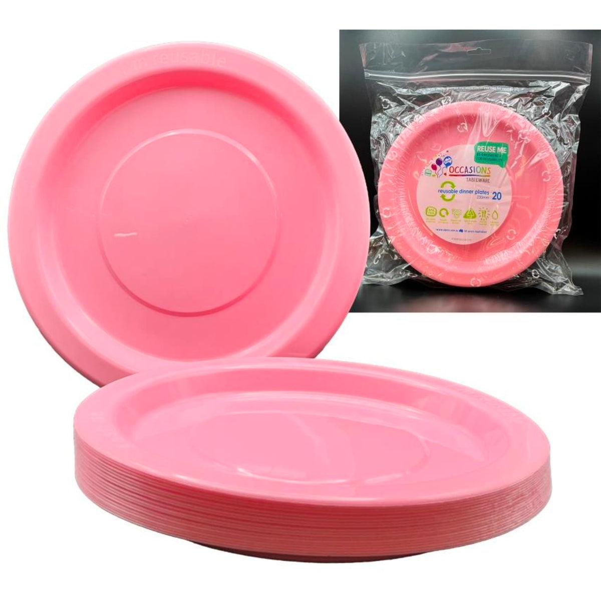 Occasions Light Pink Dinner Plate (20 Pack)