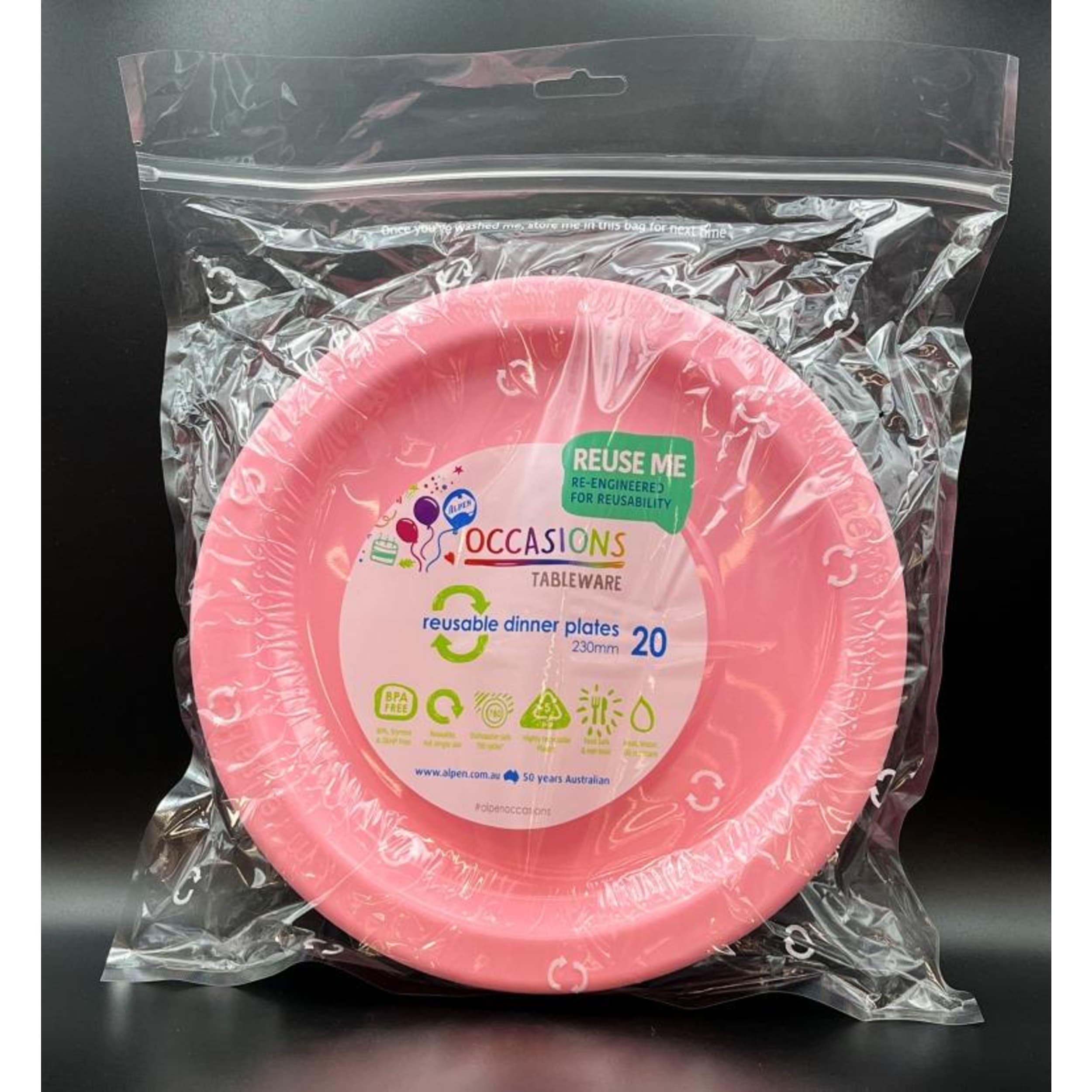 Occasions Light Pink Dinner Plate (20 Pack)