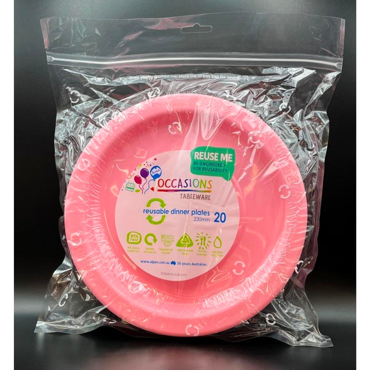Occasions Light Pink Dinner Plate (20 Pack)