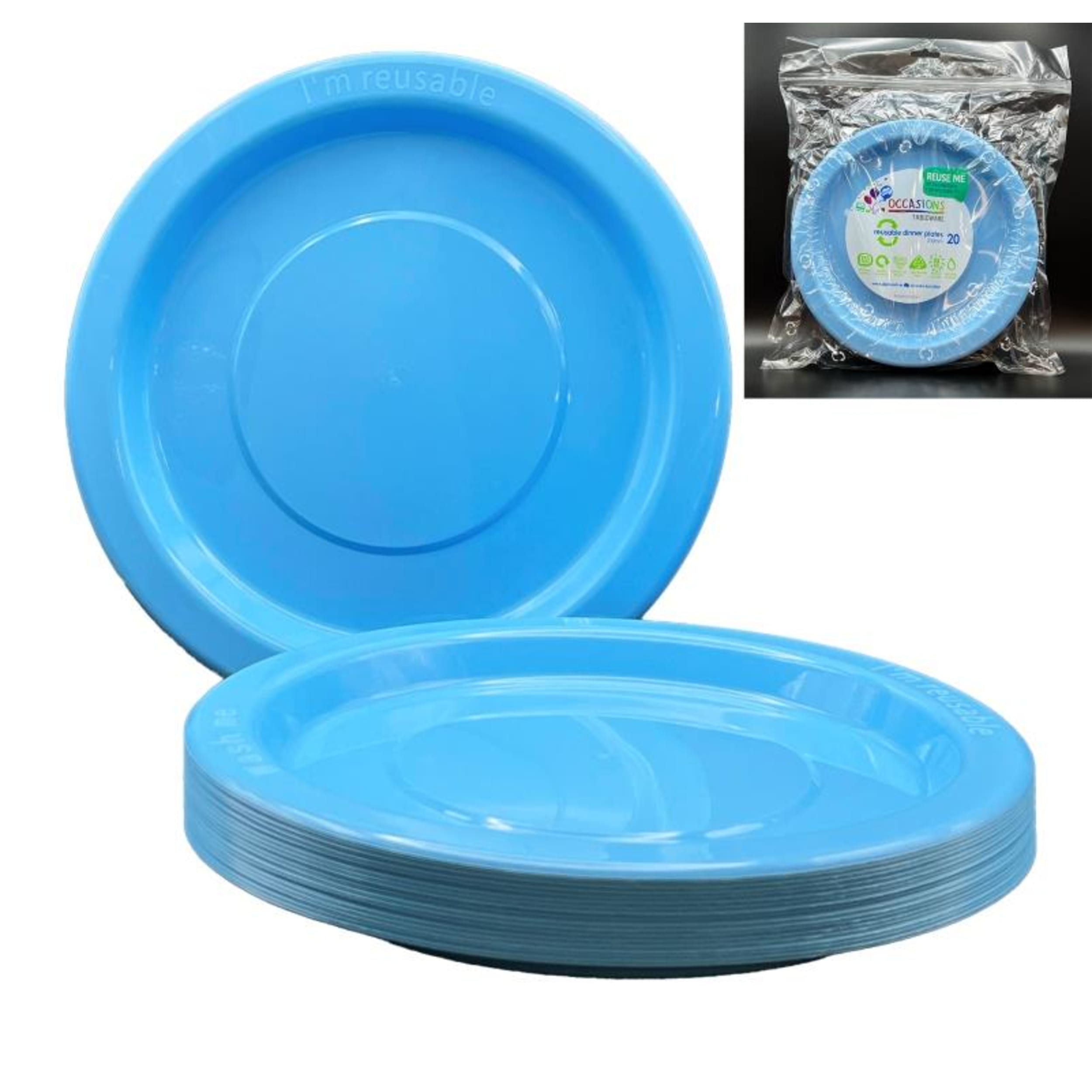 Occasions Light Blue Dinner Plate (20 Pack)