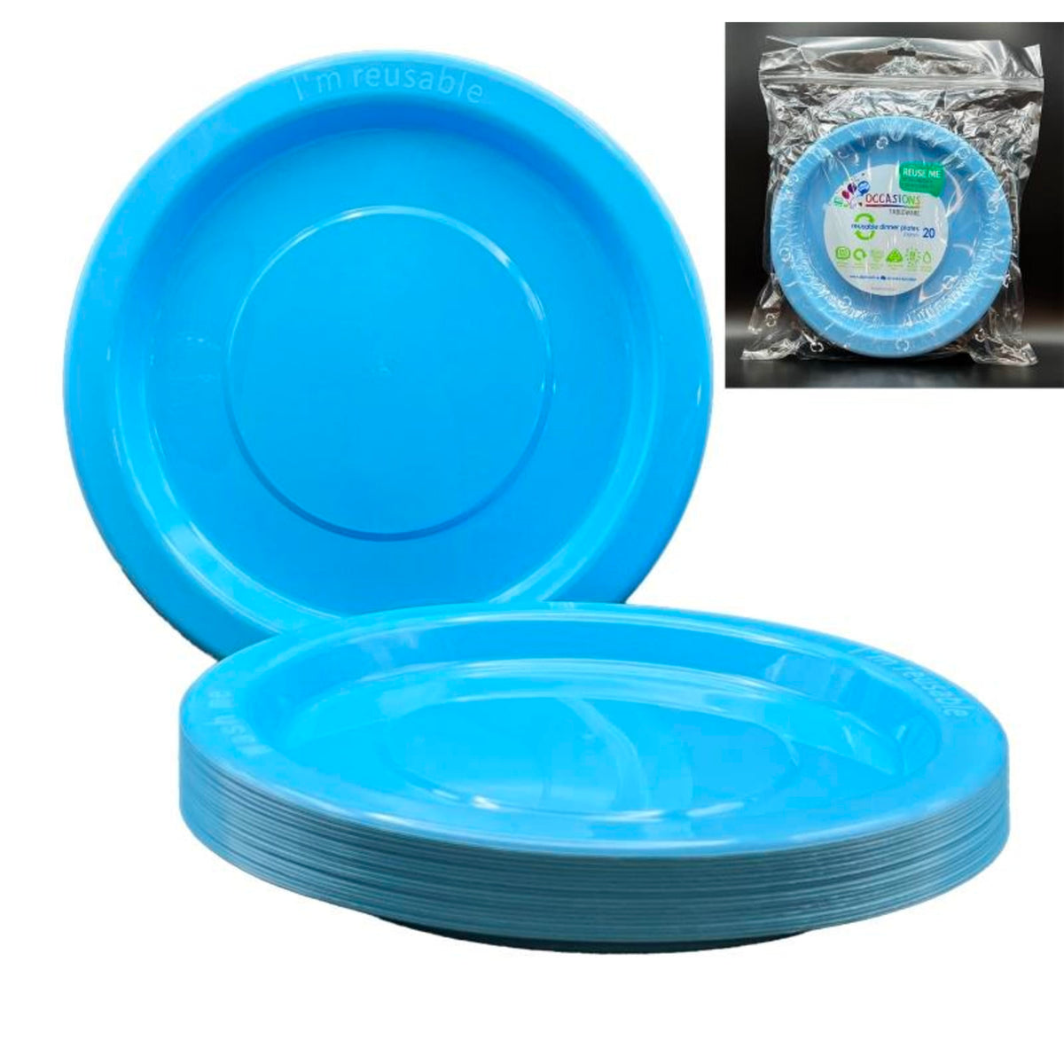 Occasions Light Blue Dinner Plate (20 Pack)