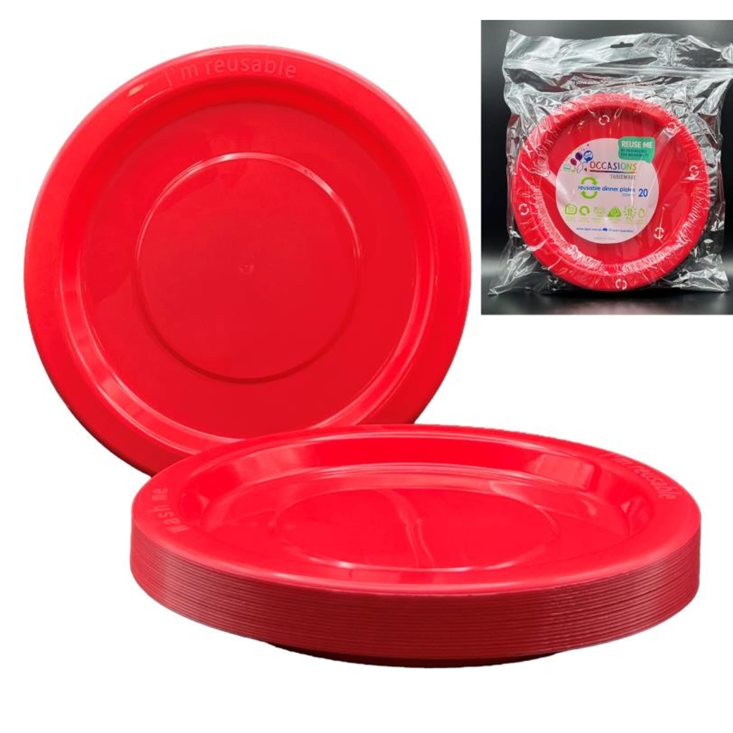 Occasions Red Dinner Plate (20 Pack)