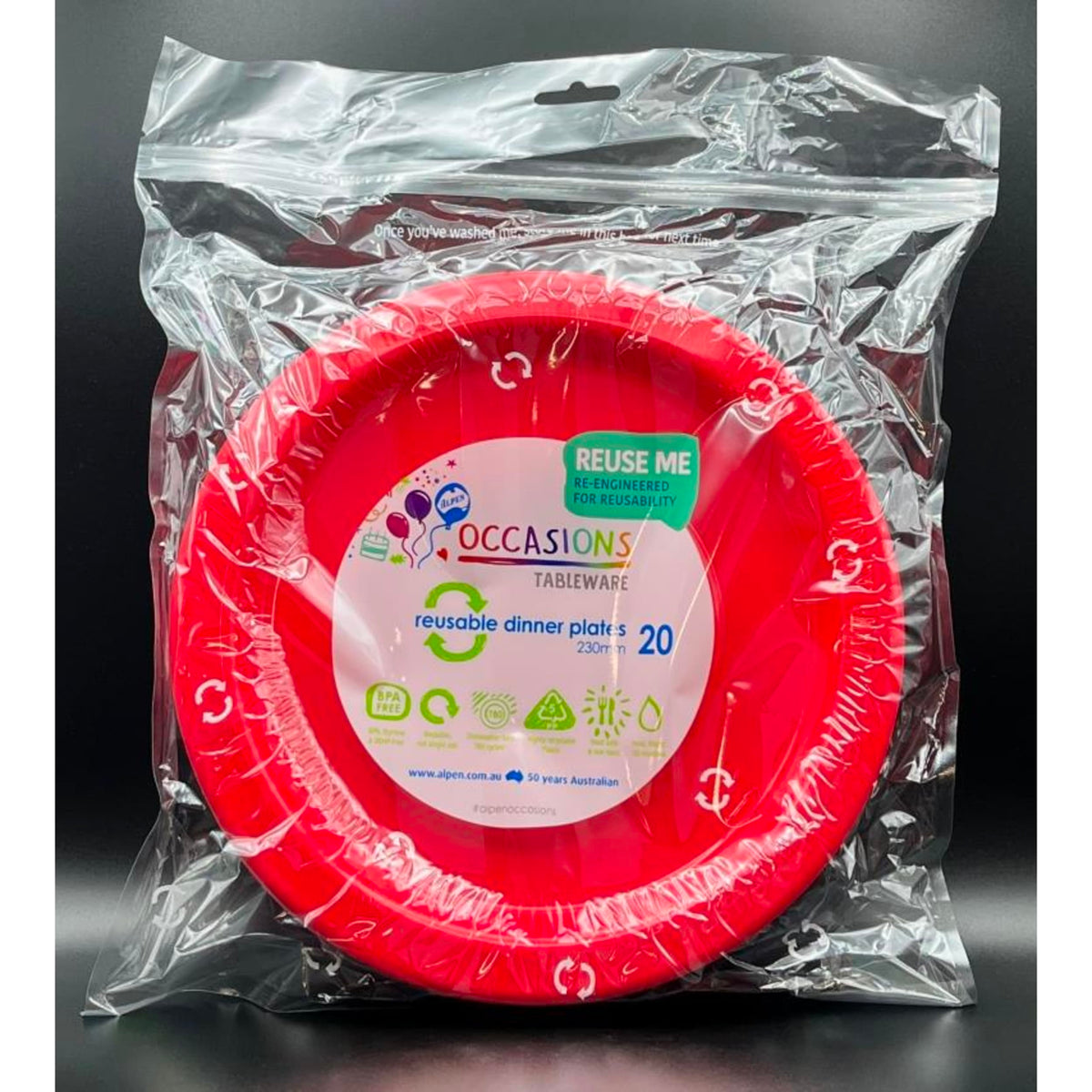Occasions Red Dinner Plate (20 Pack)