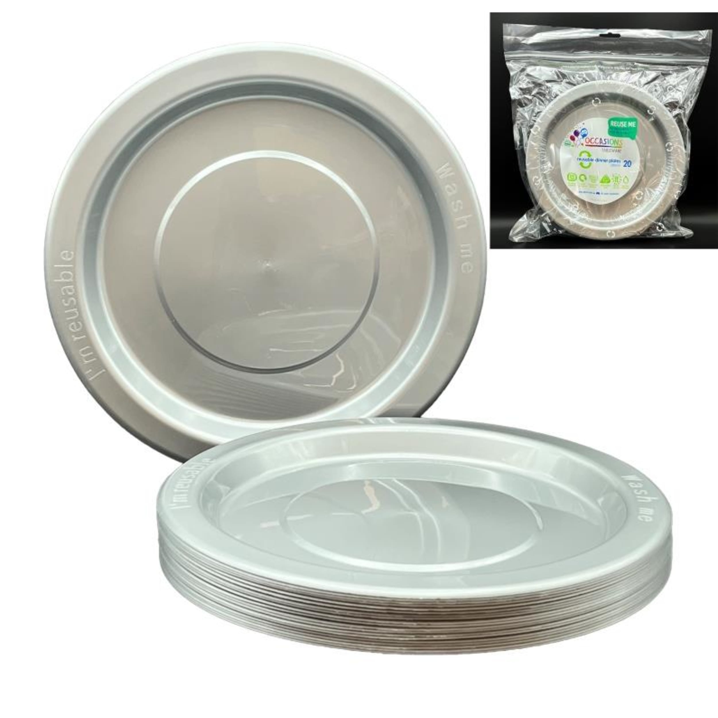 Occasions Silver Dinner Plate (20 Pack)