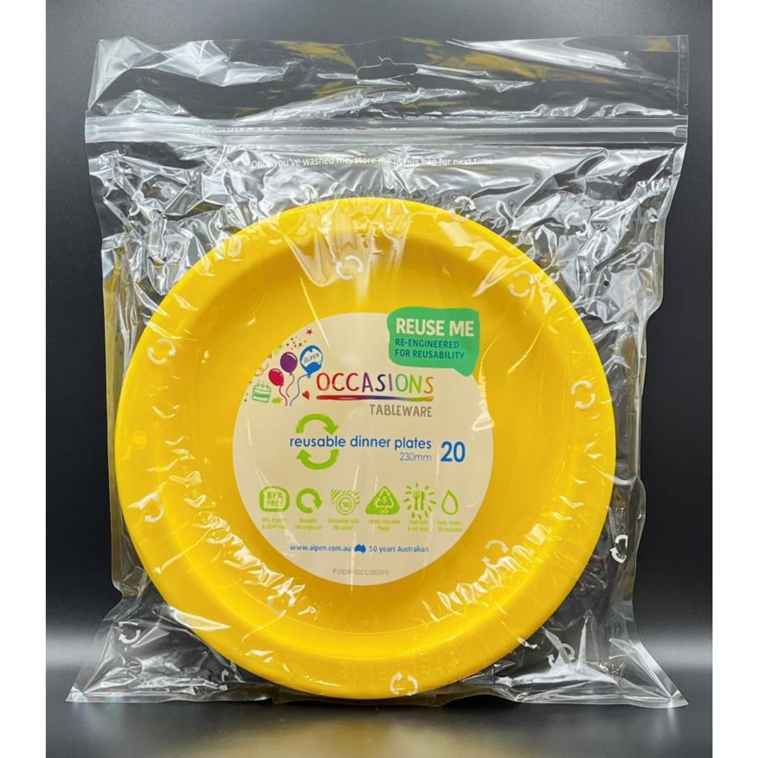 Occasions Yellow Dinner Plate (20 Pack)
