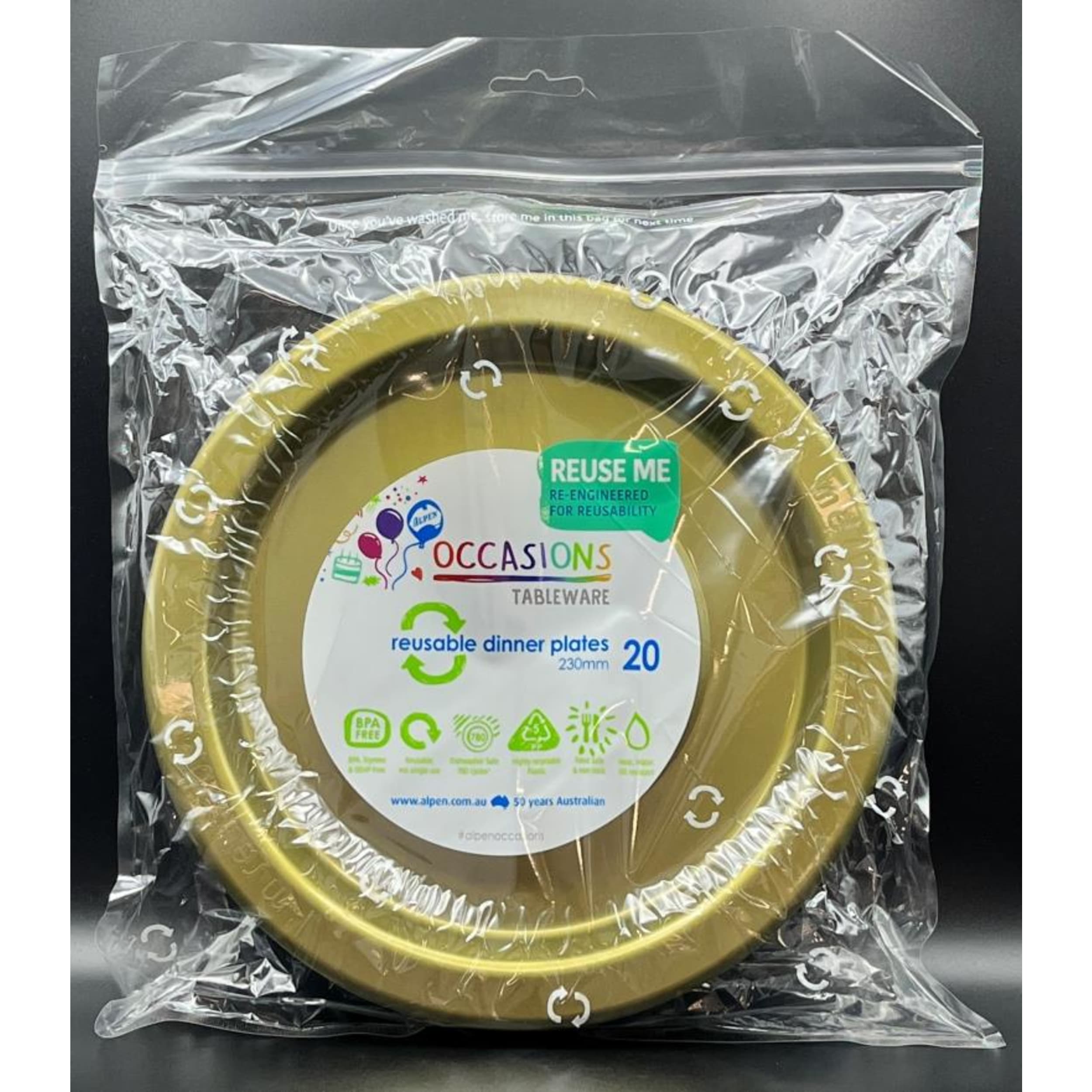 Occasions Gold Dinner Plate (20 Pack)
