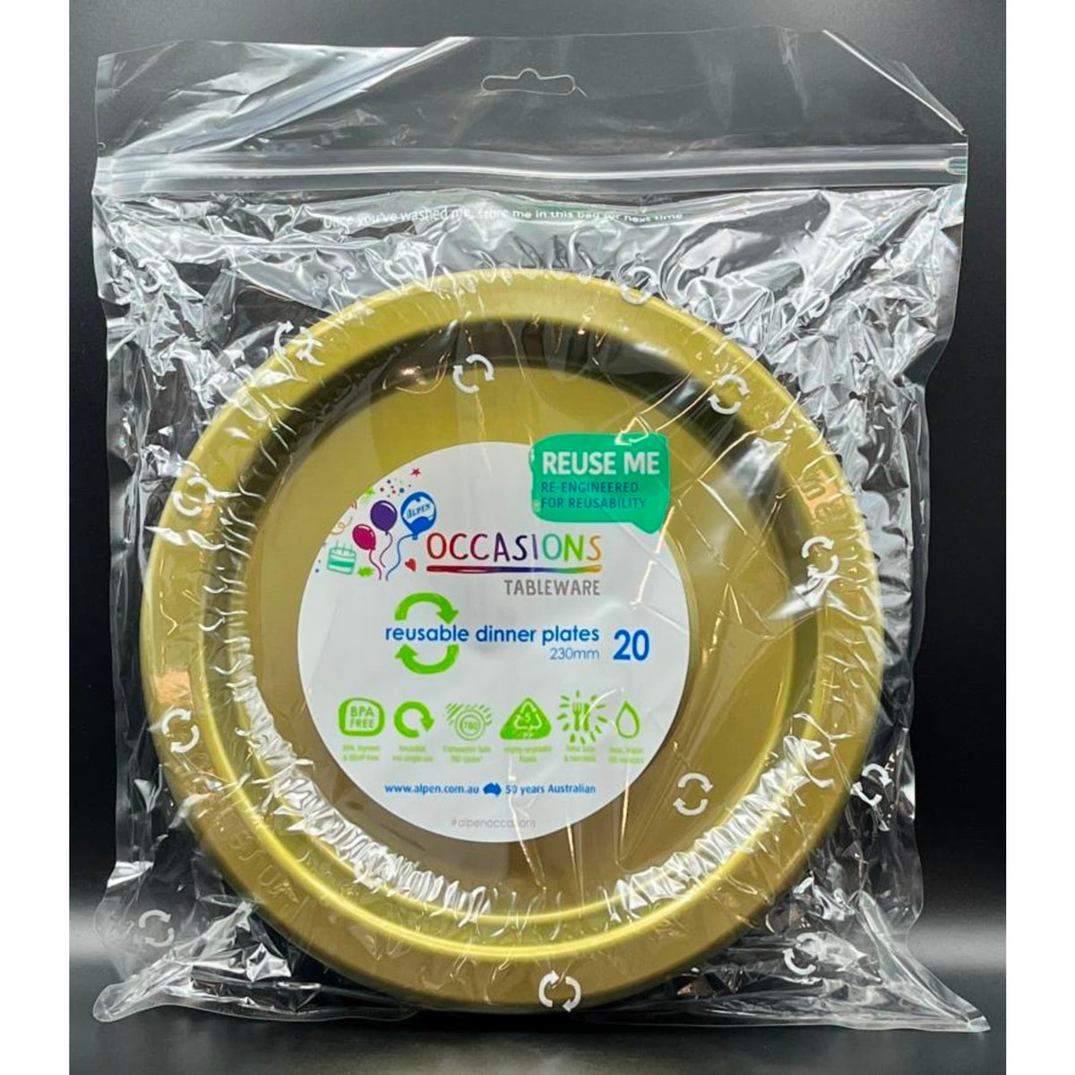 Occasions Gold Dinner Plate (20 Pack)