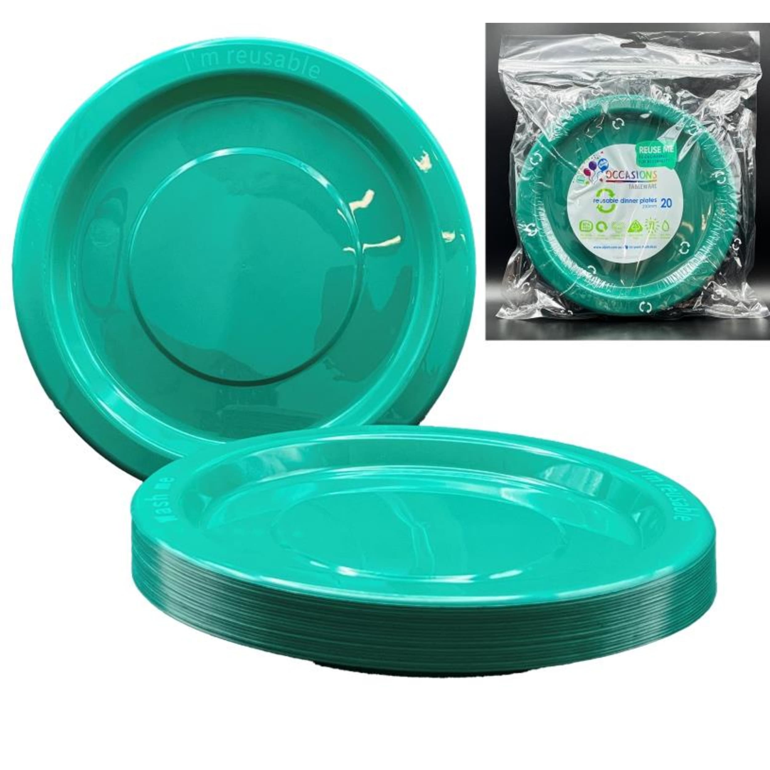 Occasions Green Dinner Plate (20 Pack)
