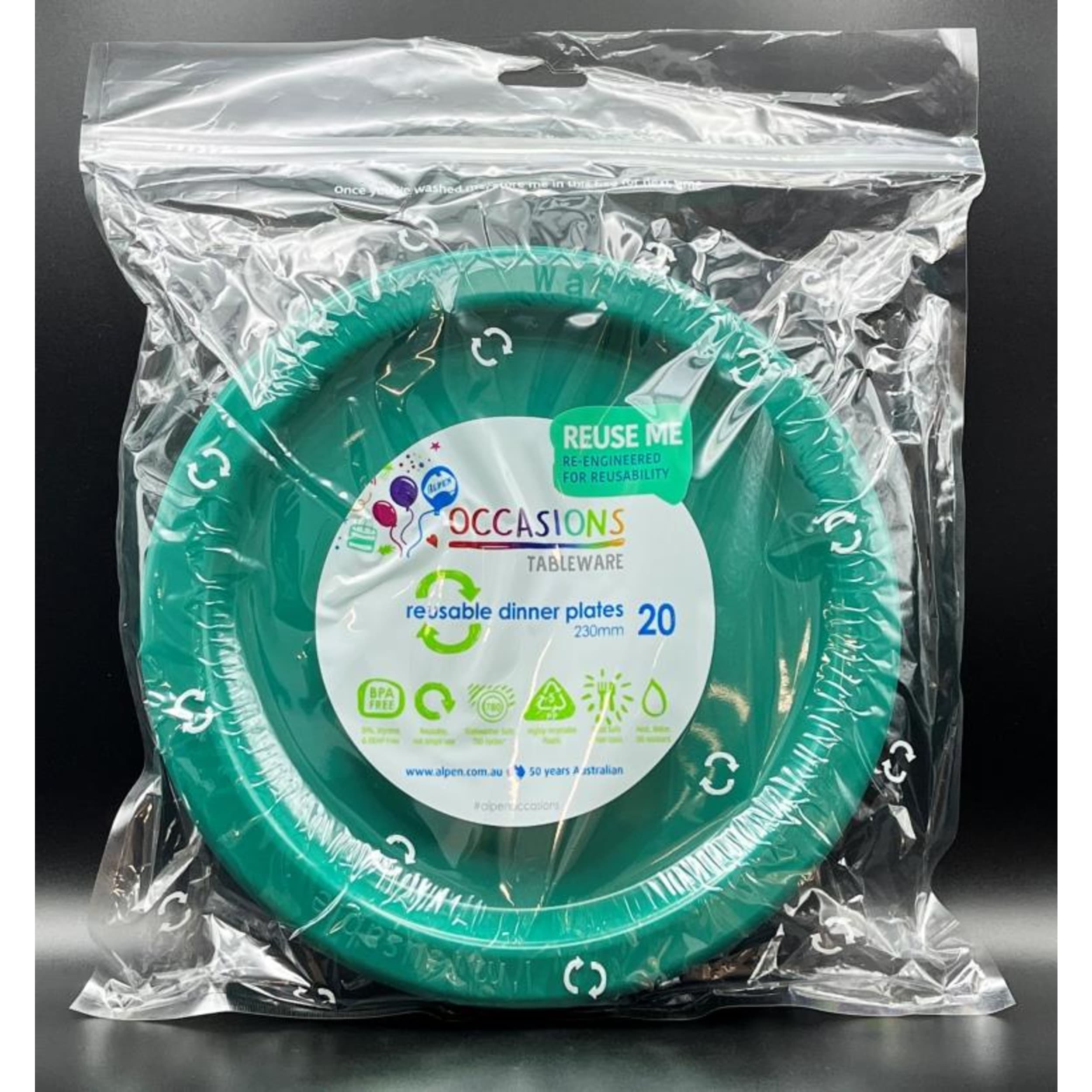 Occasions Green Dinner Plate (20 Pack)