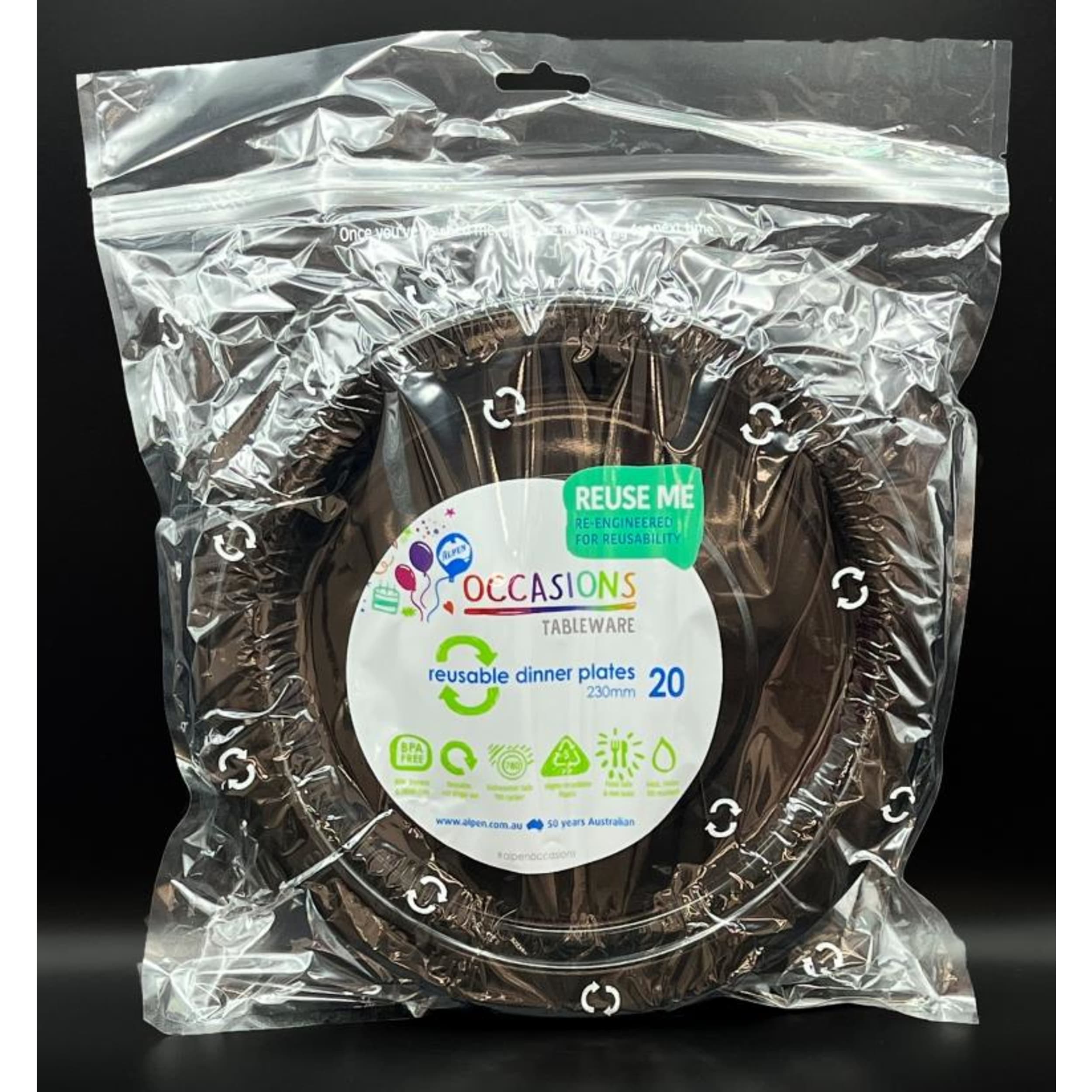 Occasions Black Dinner Plate (20 Pack)