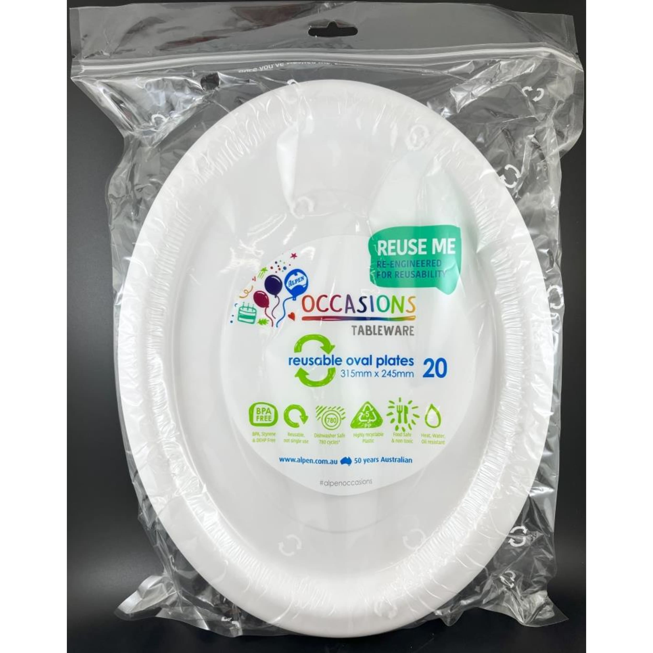 Occasions White Oval Plate 315x245mm (20 Pack)