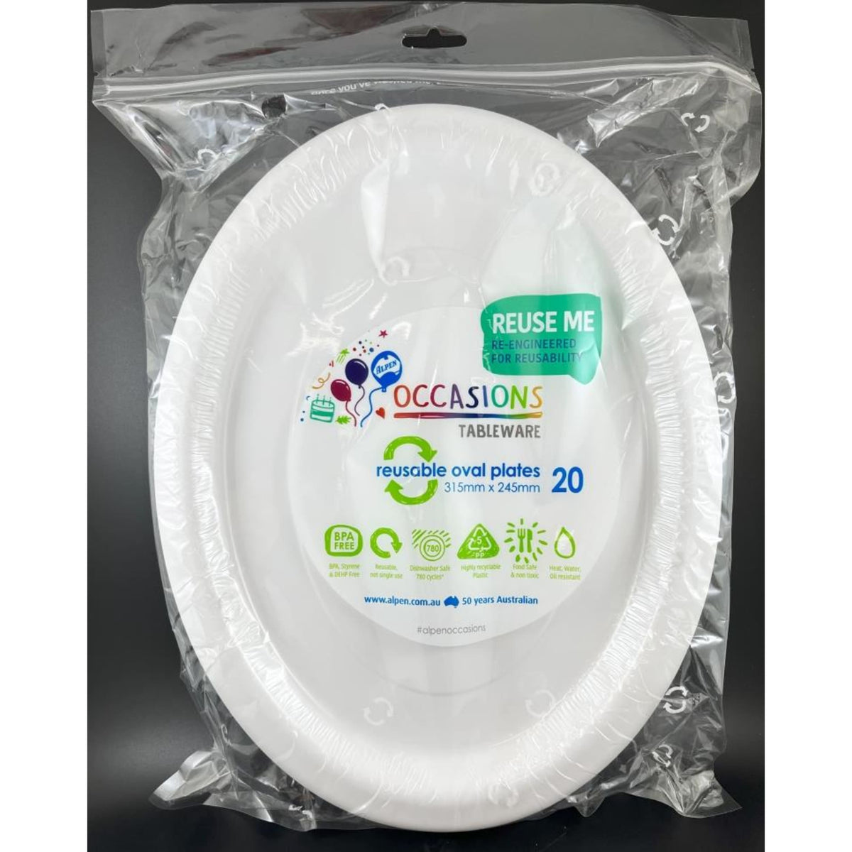 Occasions White Oval Plate 315x245mm (20 Pack)