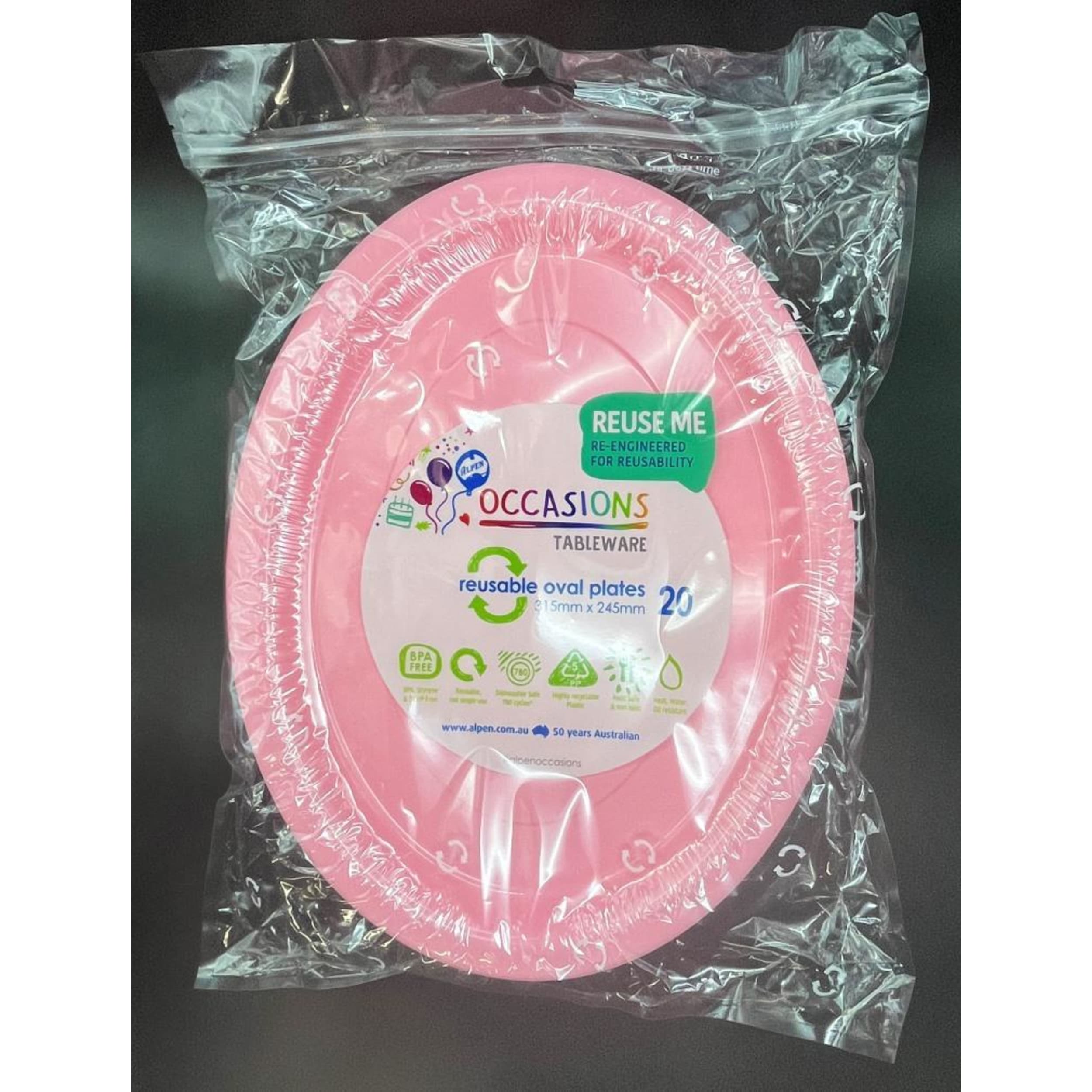 Occasions Light Pink Oval Plate 315x245mm (20 Pack)