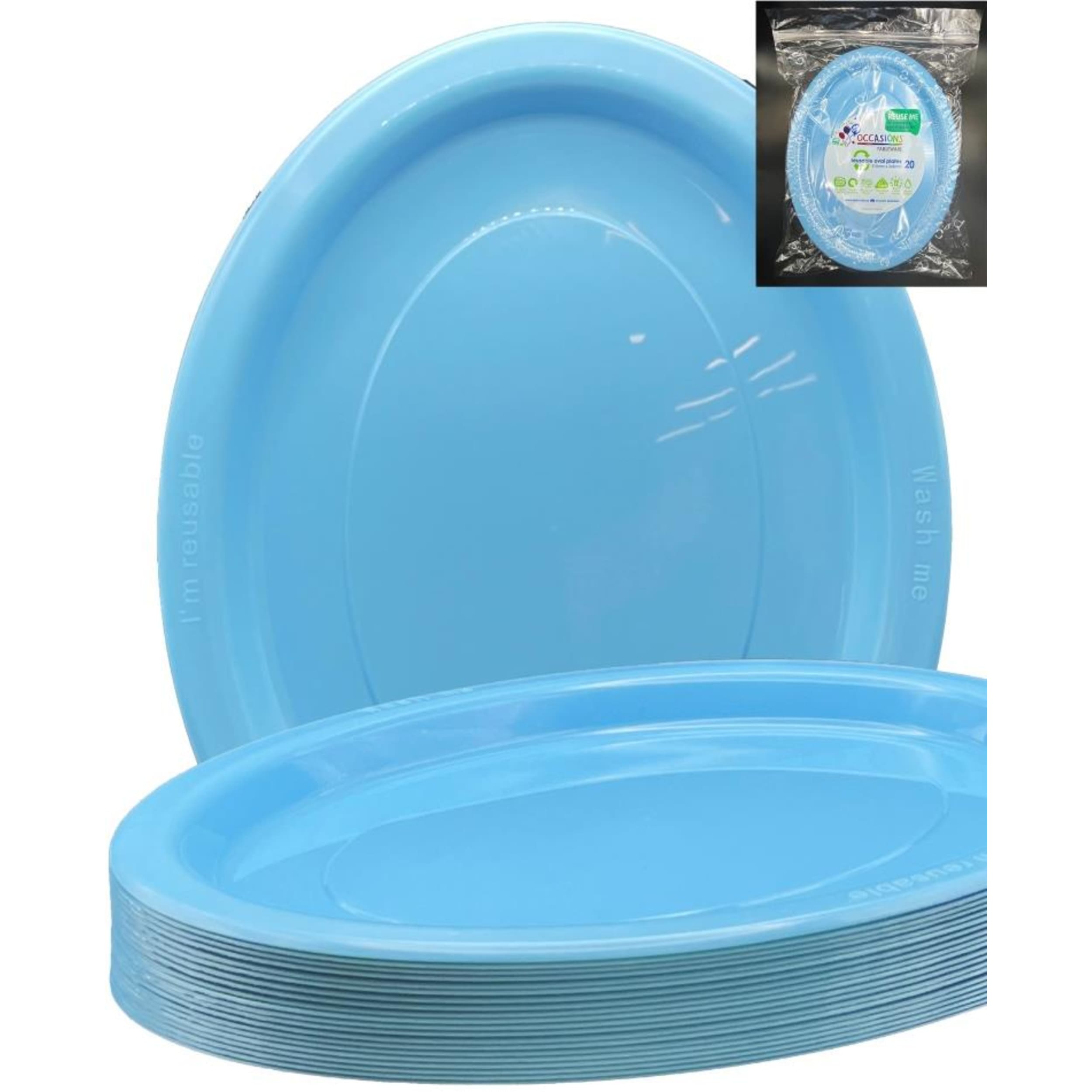 Occasions Light Blue Oval Plate 315x245mm (20 Pack)