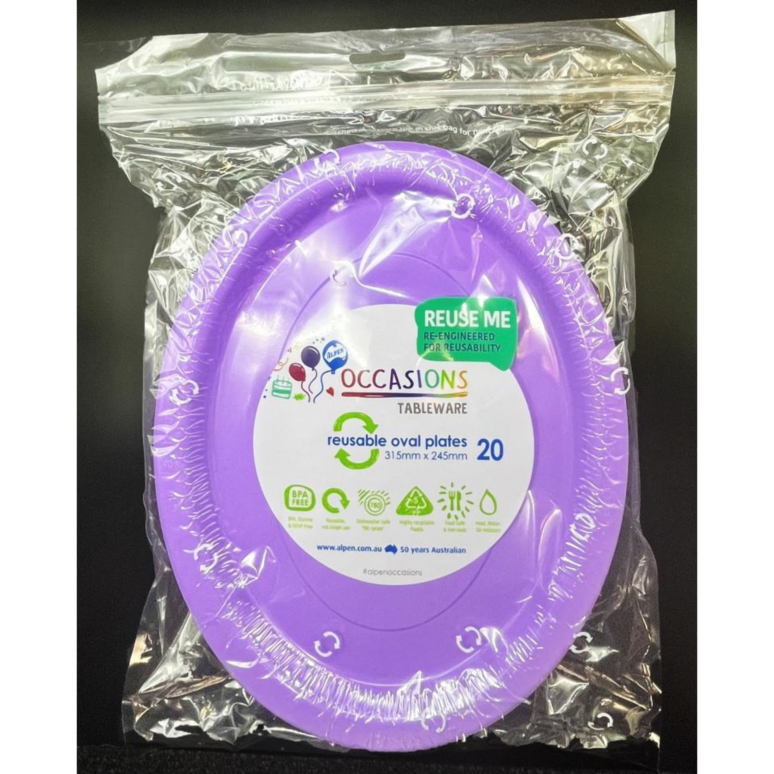 Occasions Lavender Oval Plate 315x245mm (20 Pack)