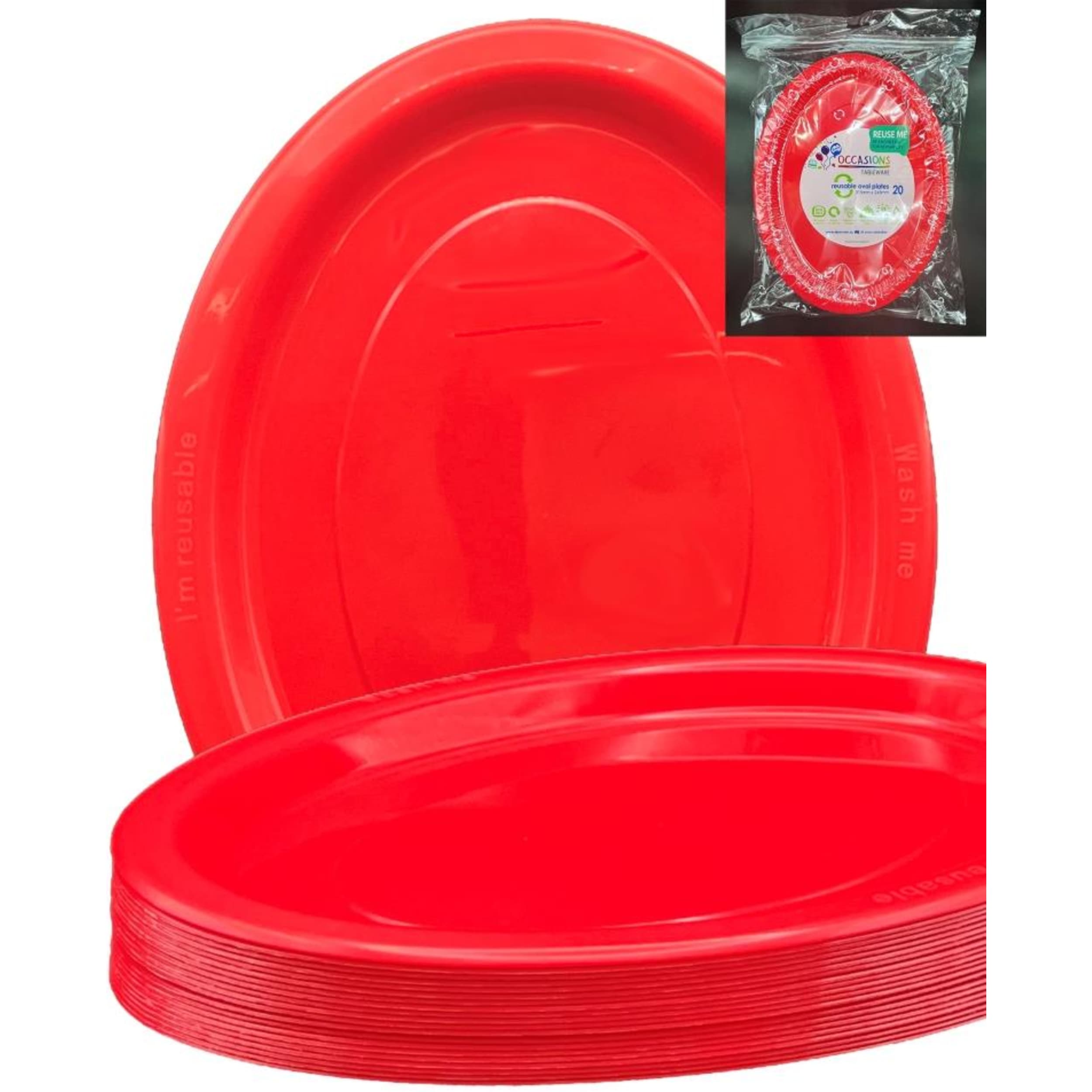 Occasions Red Oval Plate 315x245mm (20 Pack)