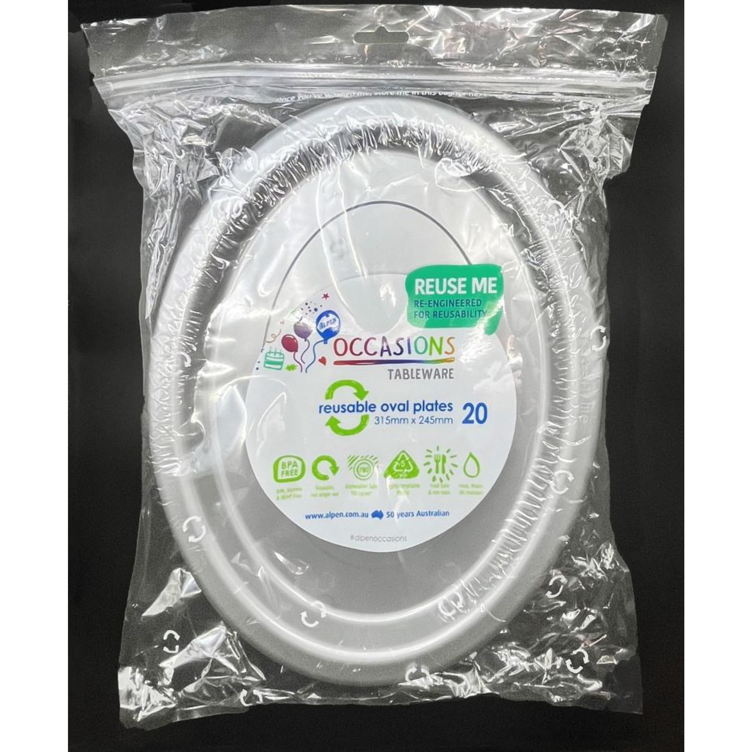 Occasions Silver Oval Plate 315x245mm (20 Pack)
