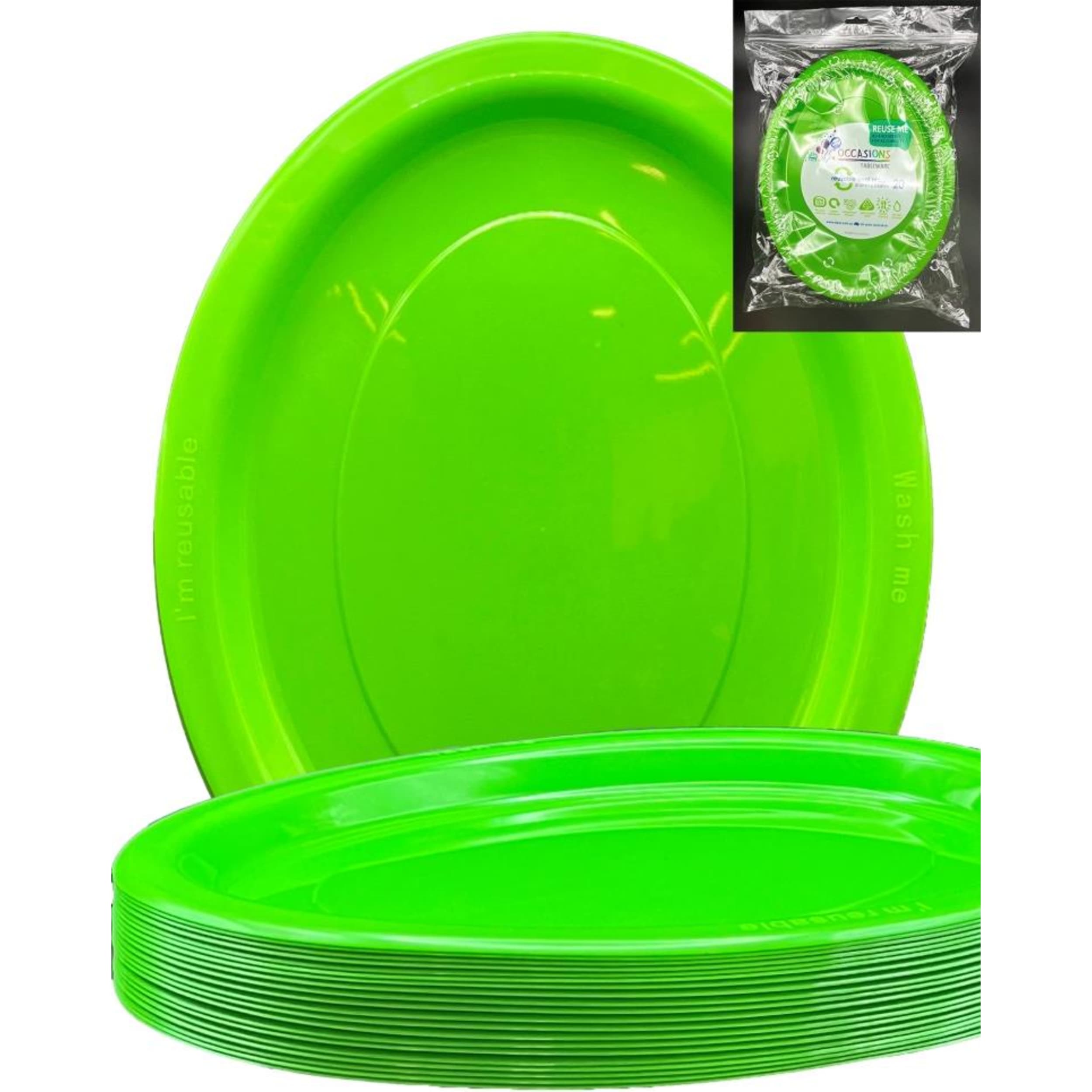 Occasions Lime Oval Plate 315x245mm (20 Pack)