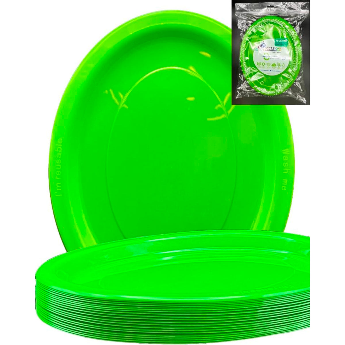Occasions Lime Oval Plate 315x245mm (20 Pack)
