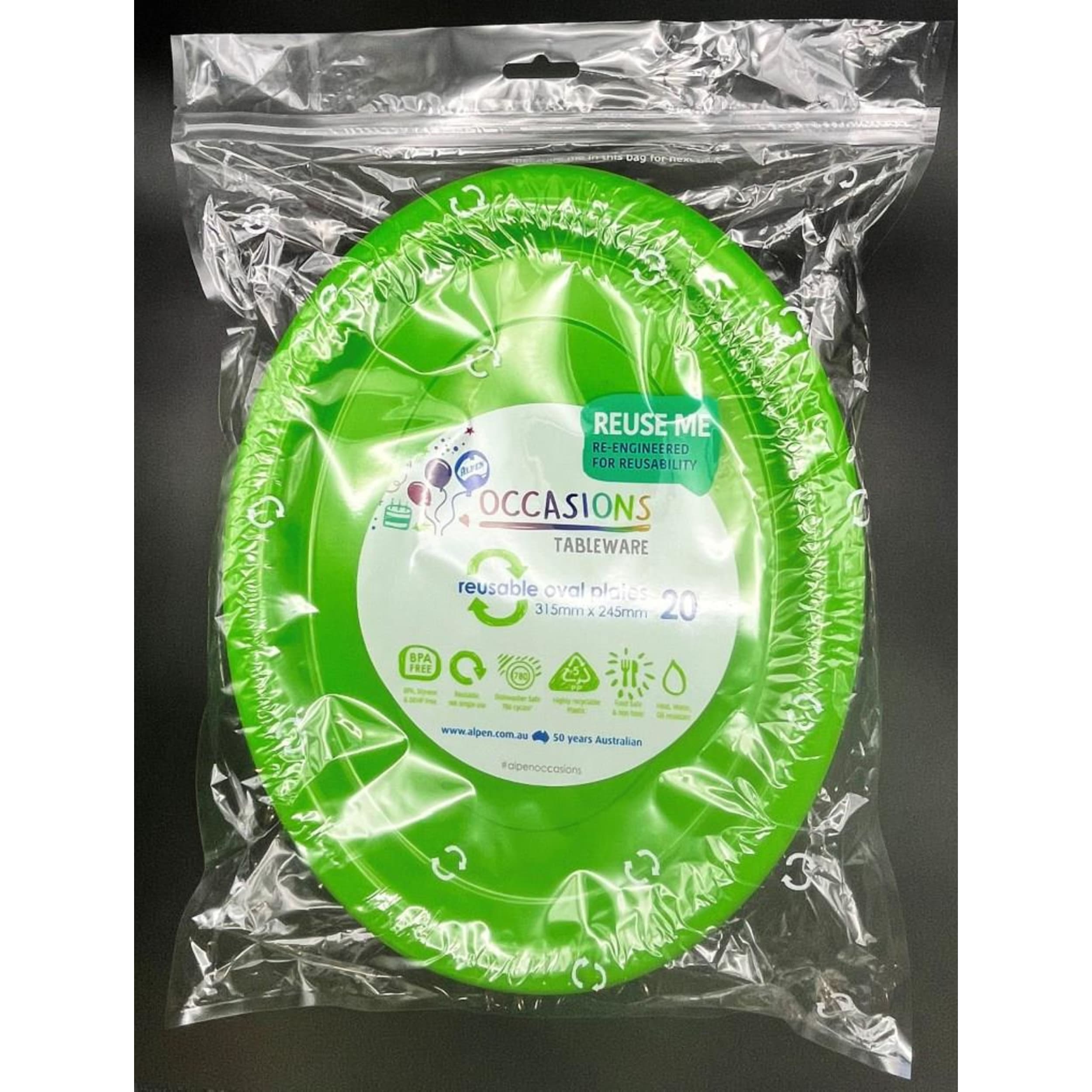 Occasions Lime Oval Plate 315x245mm (20 Pack)