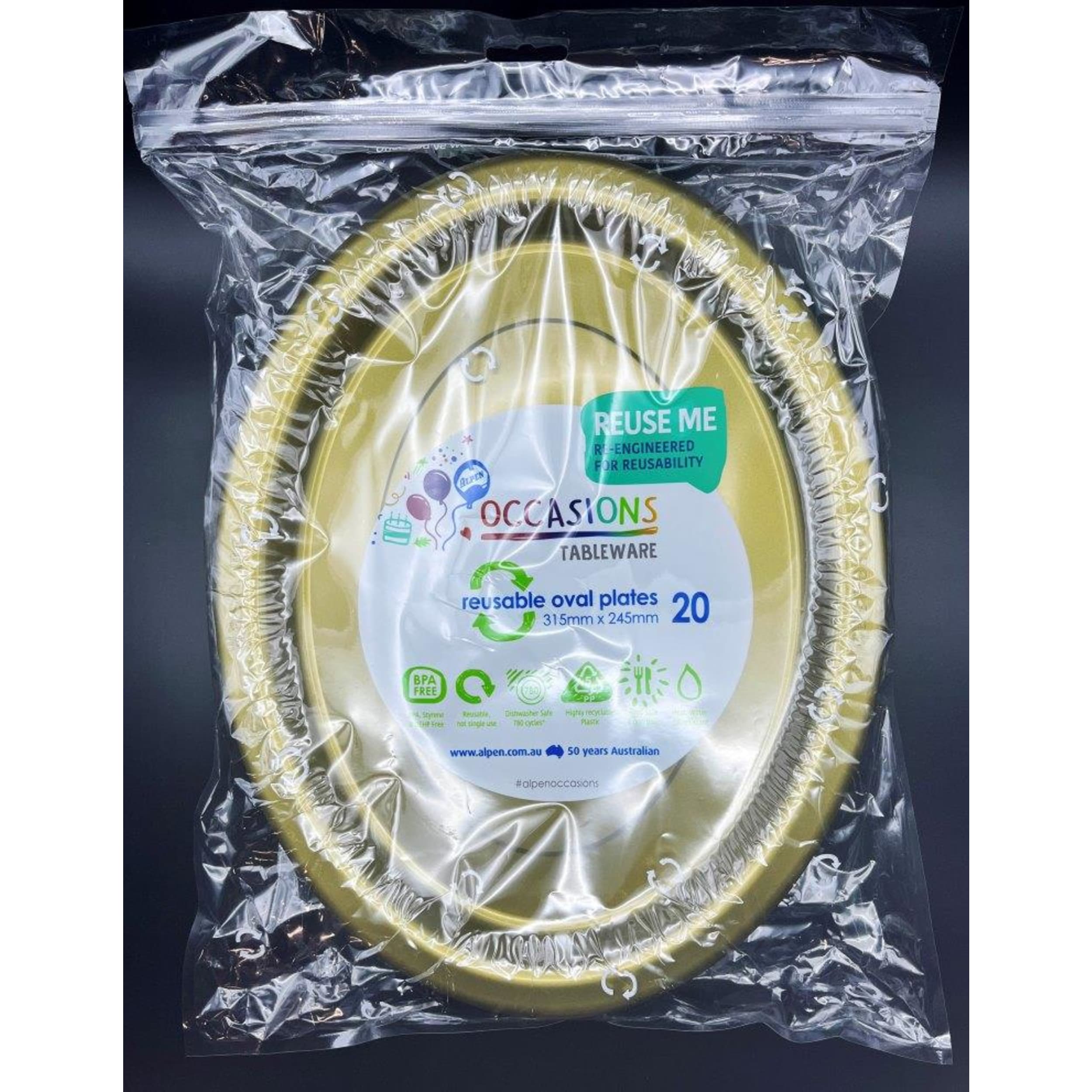 Occasions Gold Oval Plate 315x245mm (20 Pack)