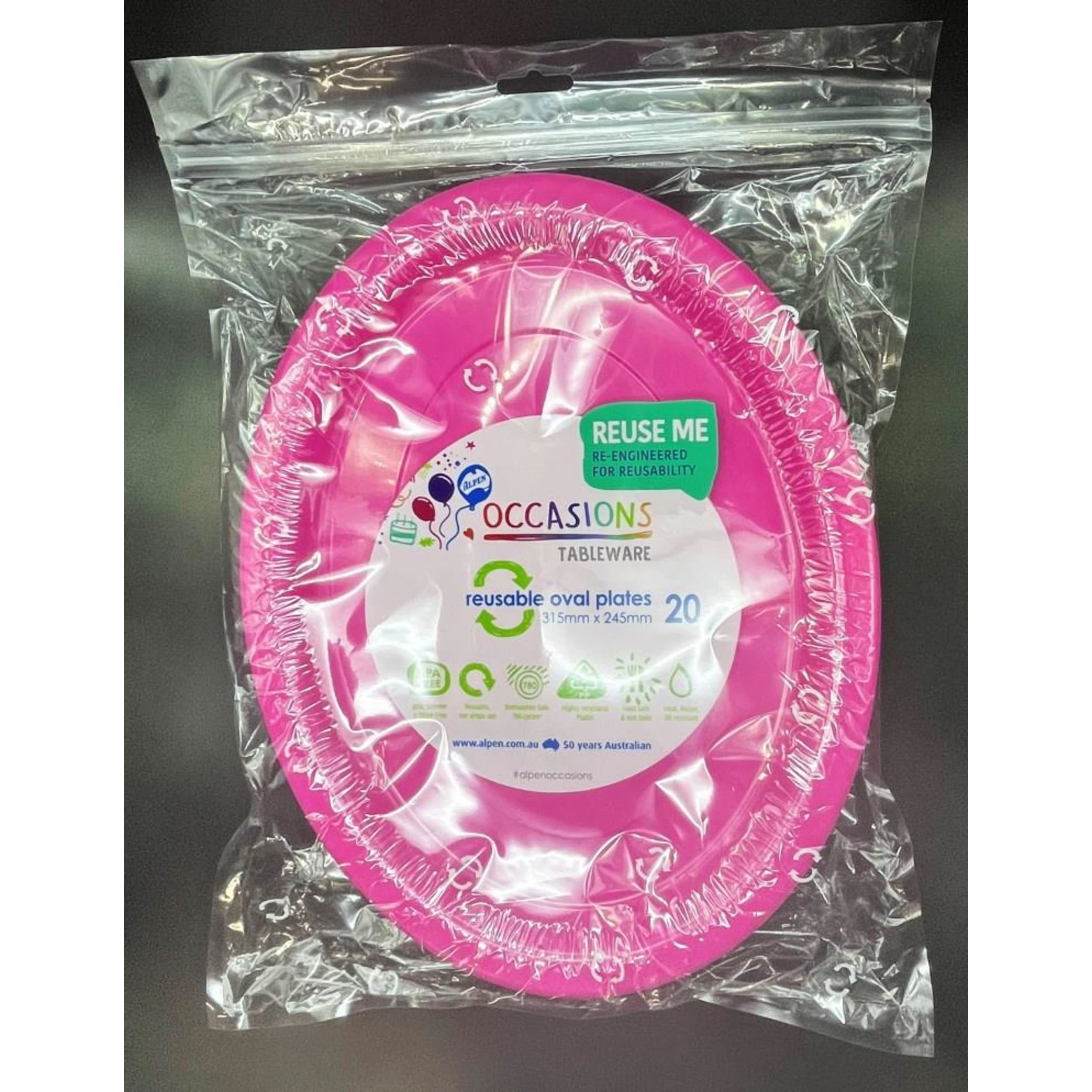 Occasions Magenta Oval Plate 315x245mm (20 Pack)
