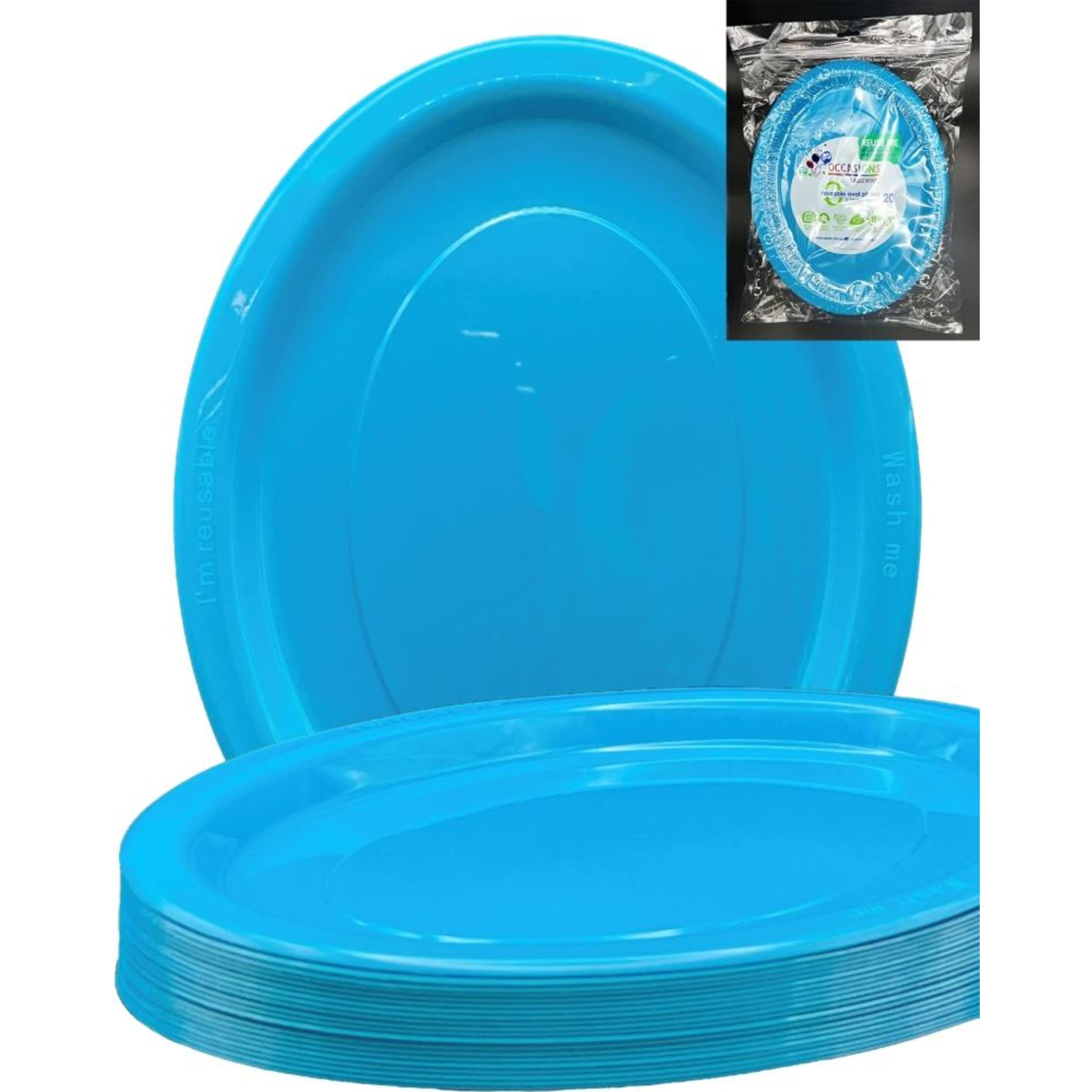 Occasions Azure Blue Oval Plate 315x245mm (20 Pack)