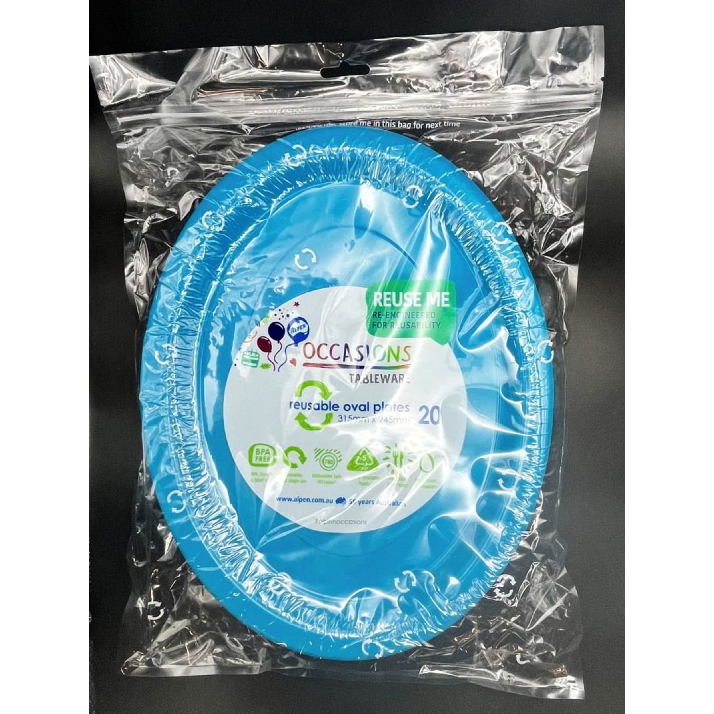 Occasions Azure Blue Oval Plate 315x245mm (20 Pack)