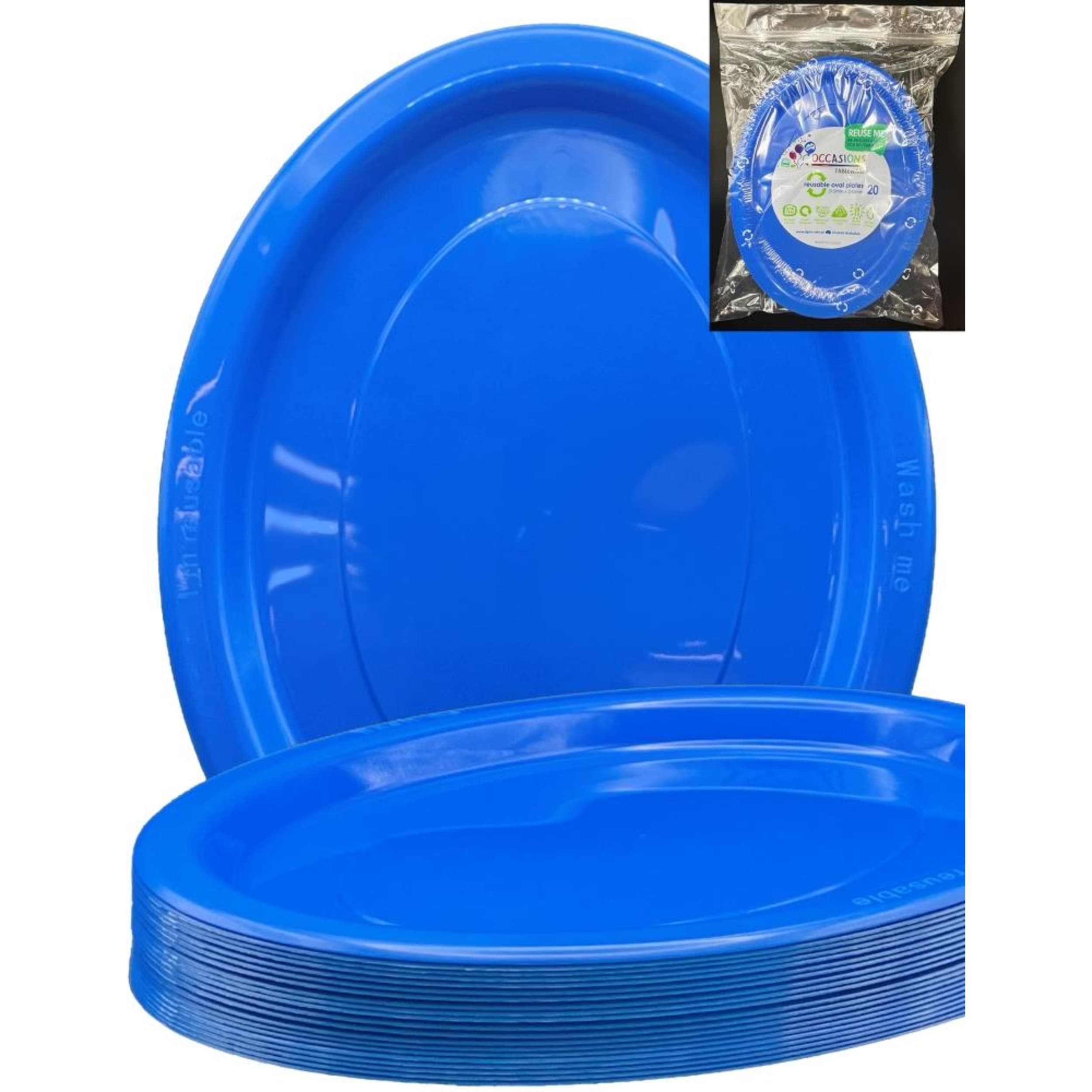 Occasions Royal Blue Oval Plate 315x245mm (20 Pack)