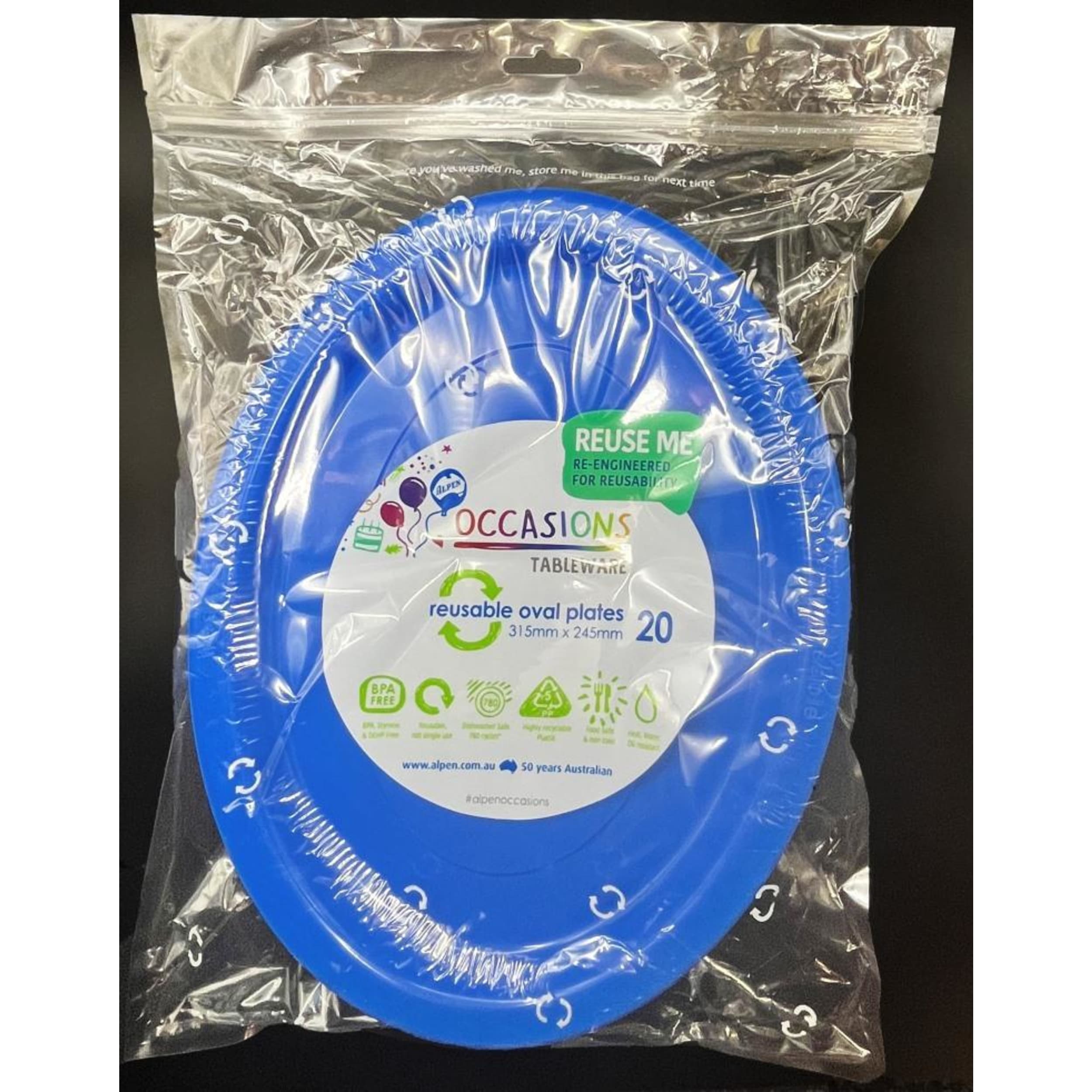 Occasions Royal Blue Oval Plate 315x245mm (20 Pack)