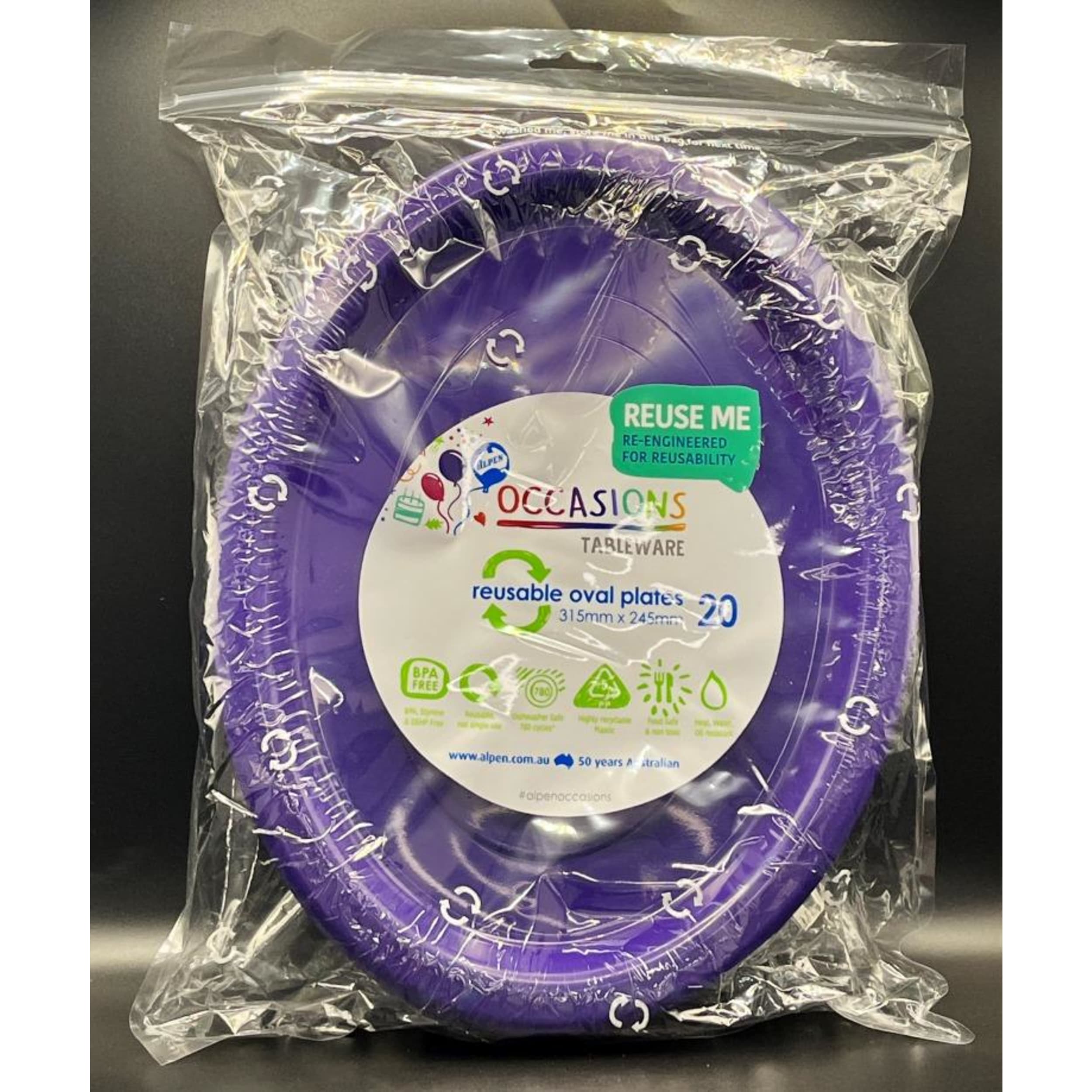 Occasions Purple Oval Plate 315x245mm (20 Pack)