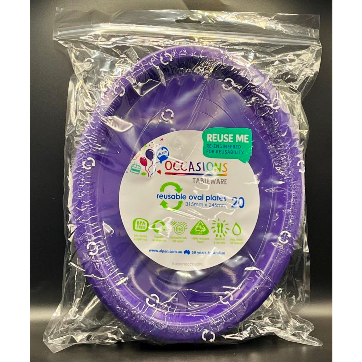 Occasions Purple Oval Plate 315x245mm (20 Pack)