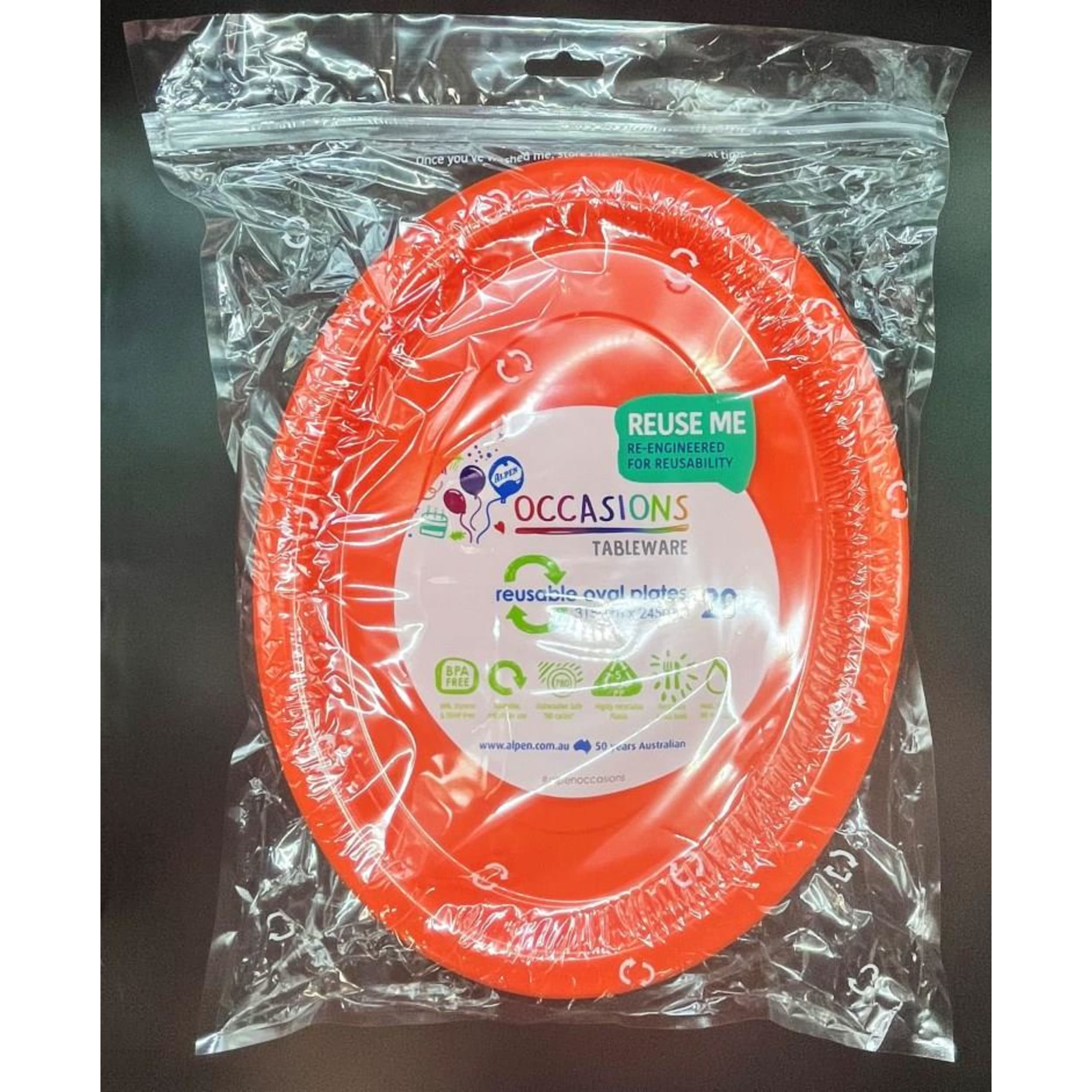 Occasions Orange Oval Plate 315x245mm (20 Pack)
