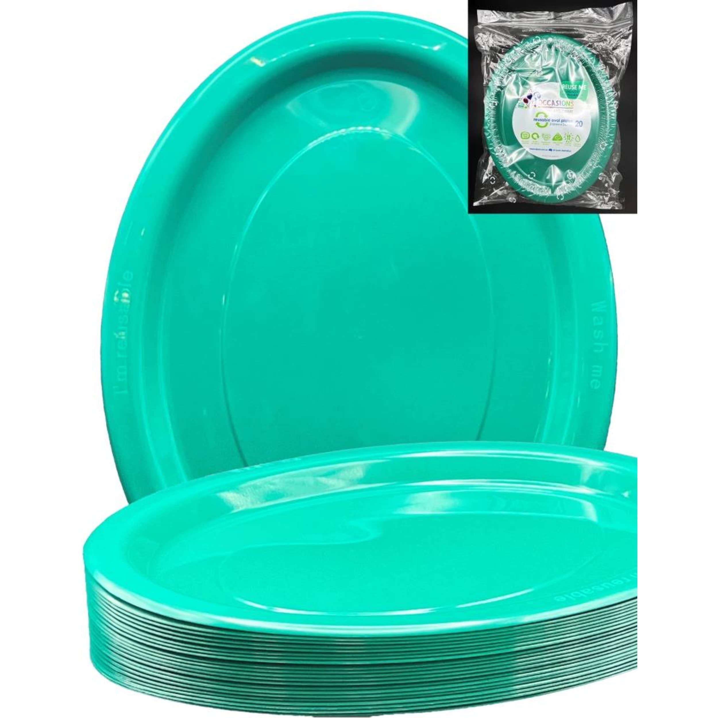 Occasions Green Oval Plate 315x245mm (20 Pack)