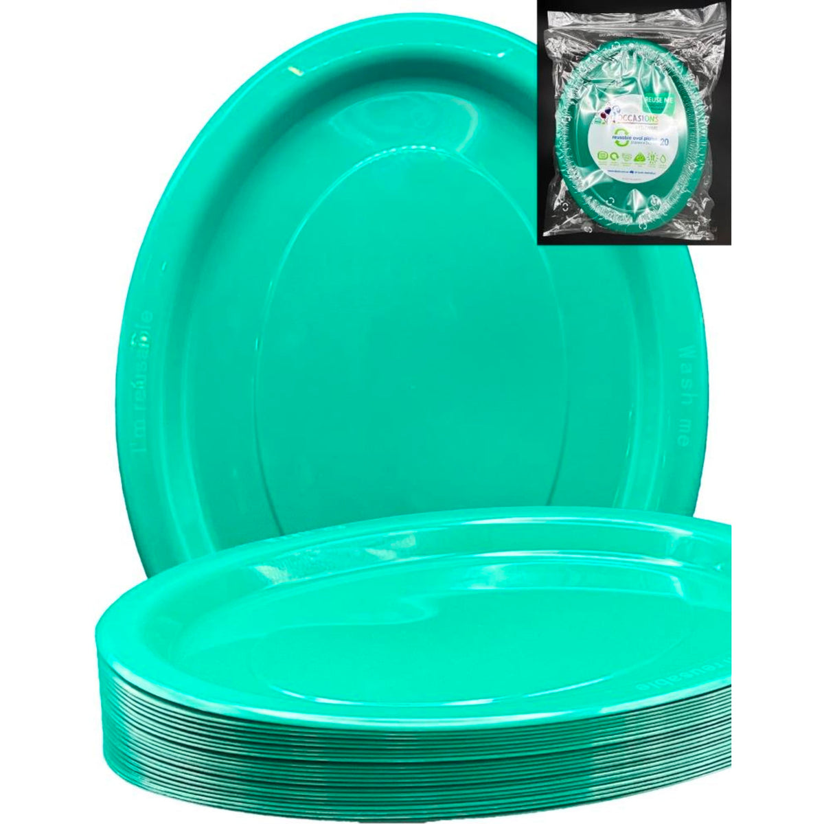 Occasions Green Oval Plate 315x245mm (20 Pack)