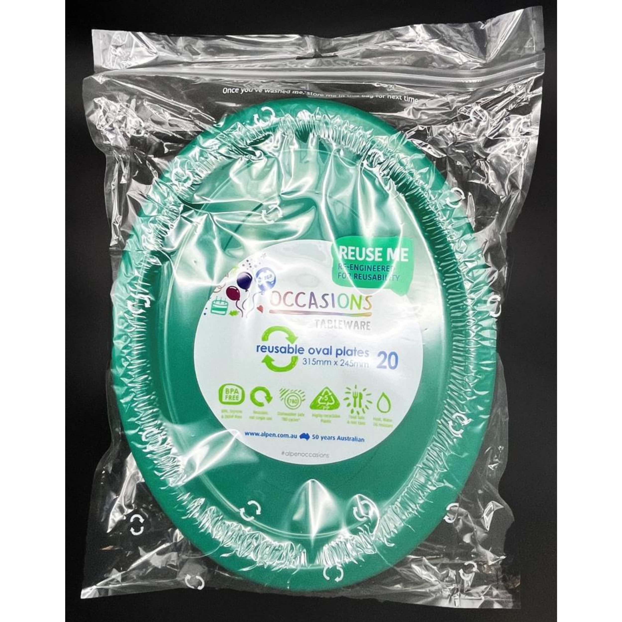 Occasions Green Oval Plate 315x245mm (20 Pack)