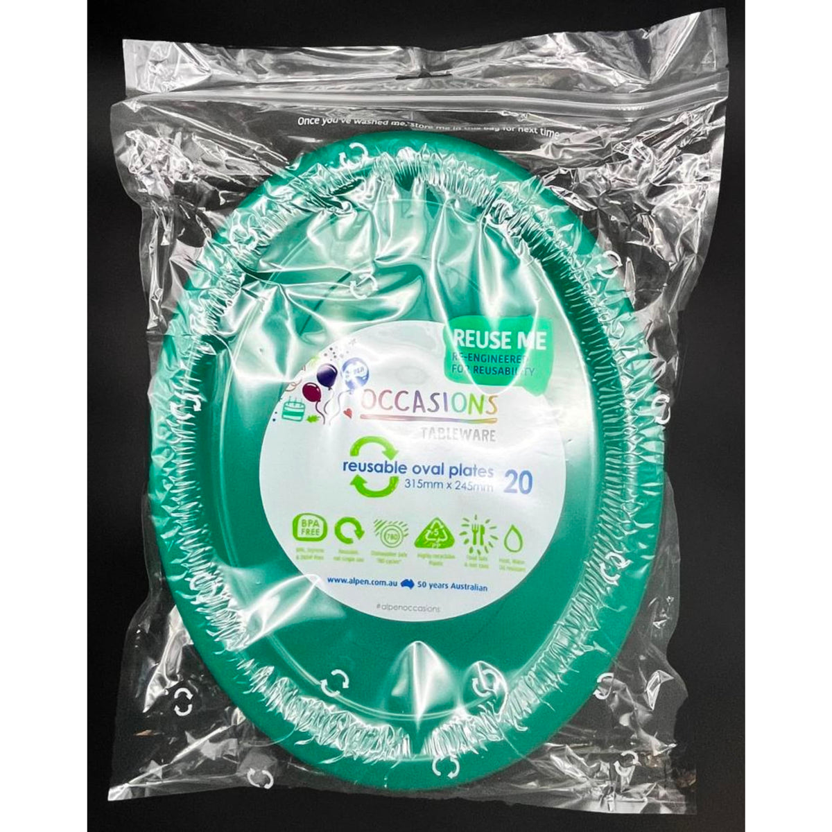 Occasions Green Oval Plate 315x245mm (20 Pack)