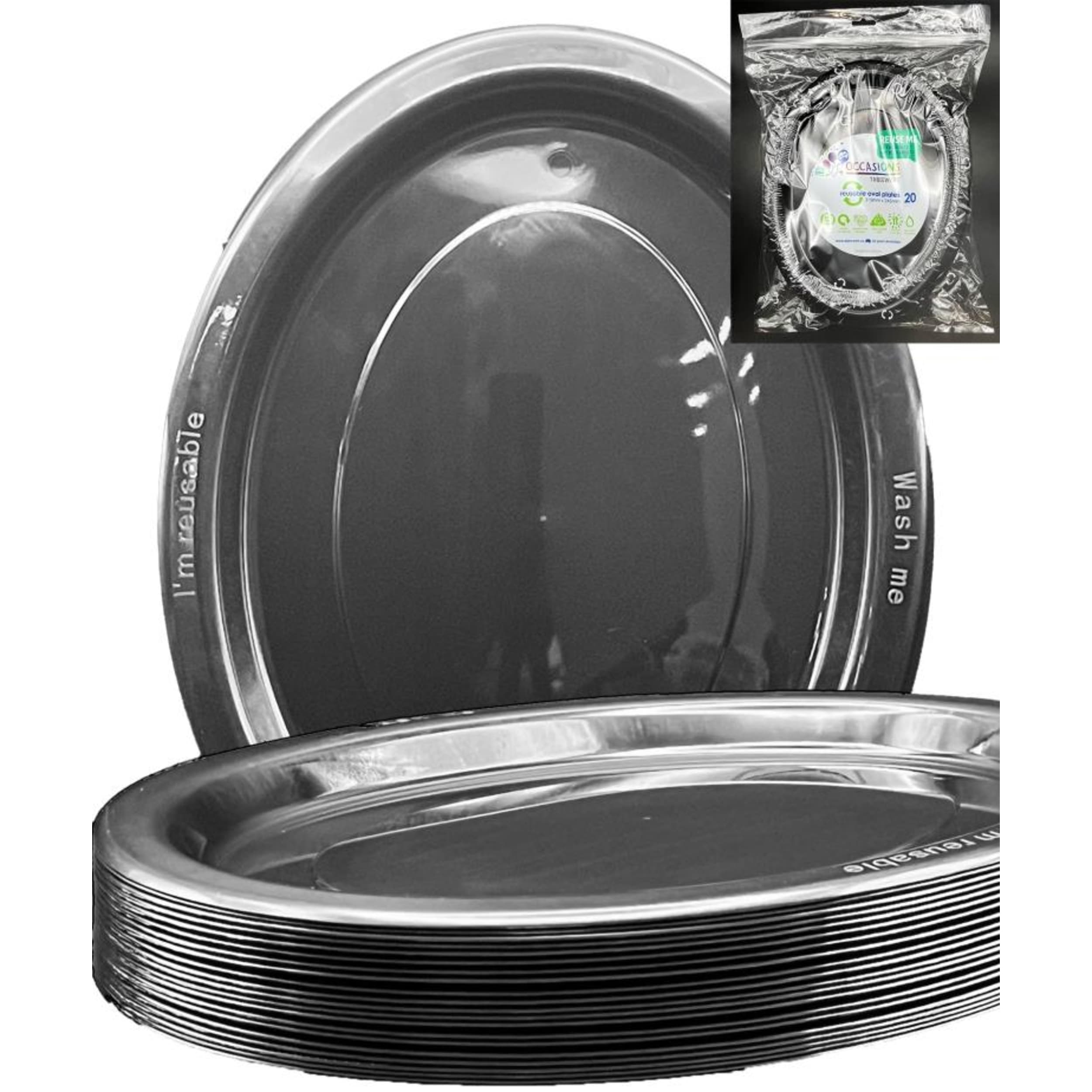 Occasions Black Oval Plate 315x245mm (20 Pack)