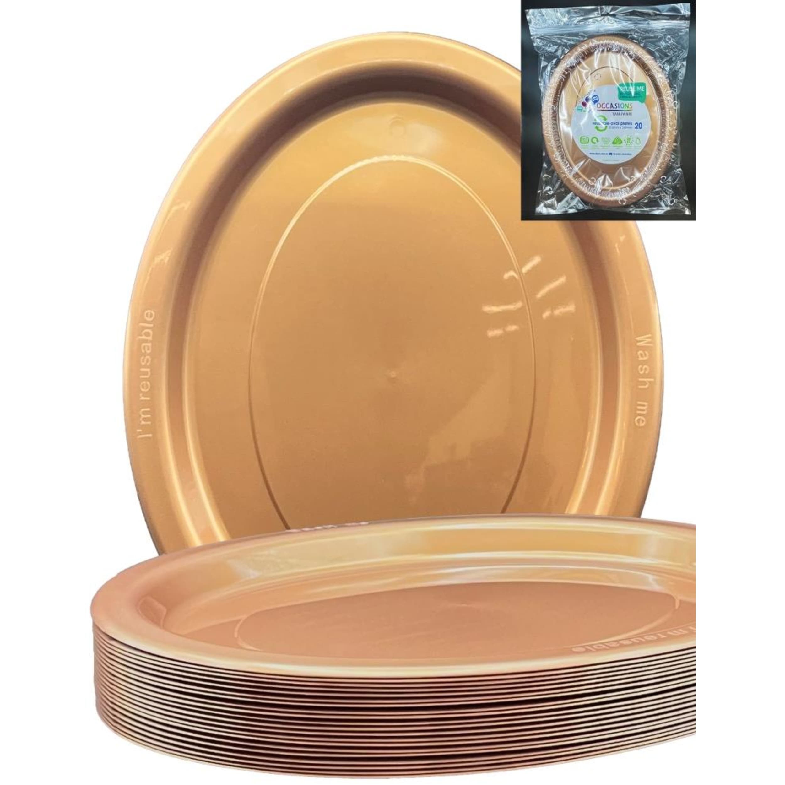 Occasions Rose Gold Oval Plate 315x245mm (20 Pack)