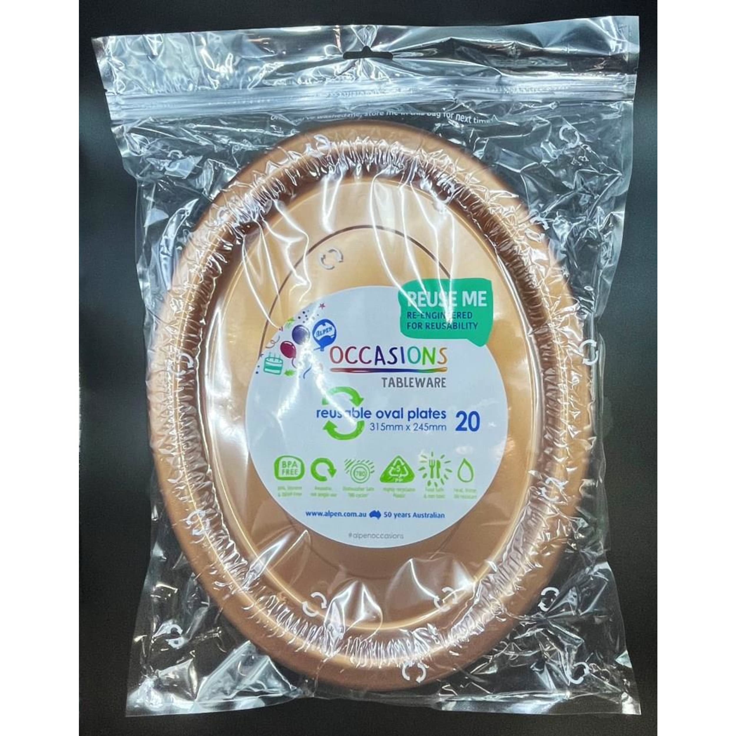 Occasions Rose Gold Oval Plate 315x245mm (20 Pack)