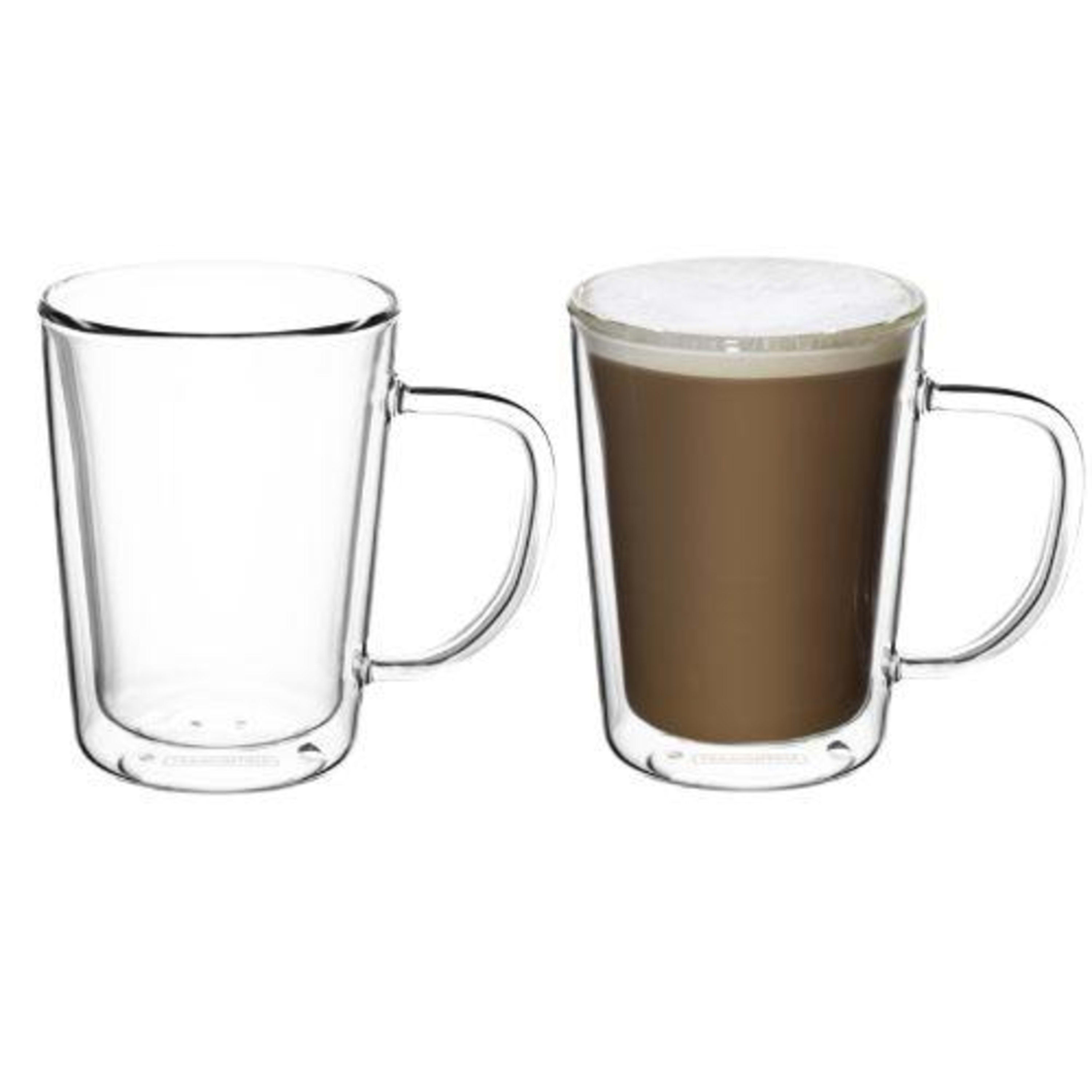 Tramontina 2 Piece Double Wall Glass Coffee Cup Set with Handles - 250ml
