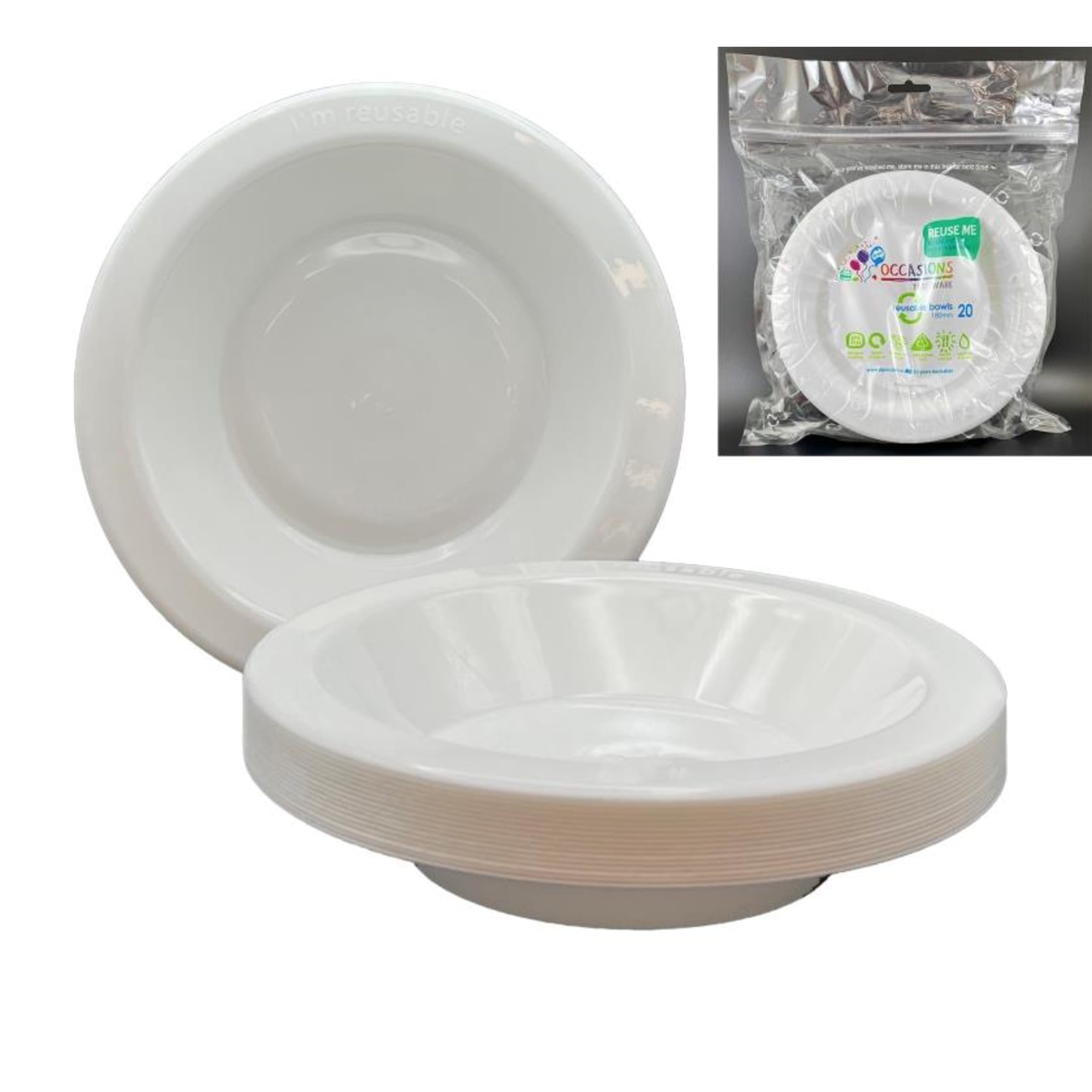 Occasions White Bowl 180mm (20 Pack)