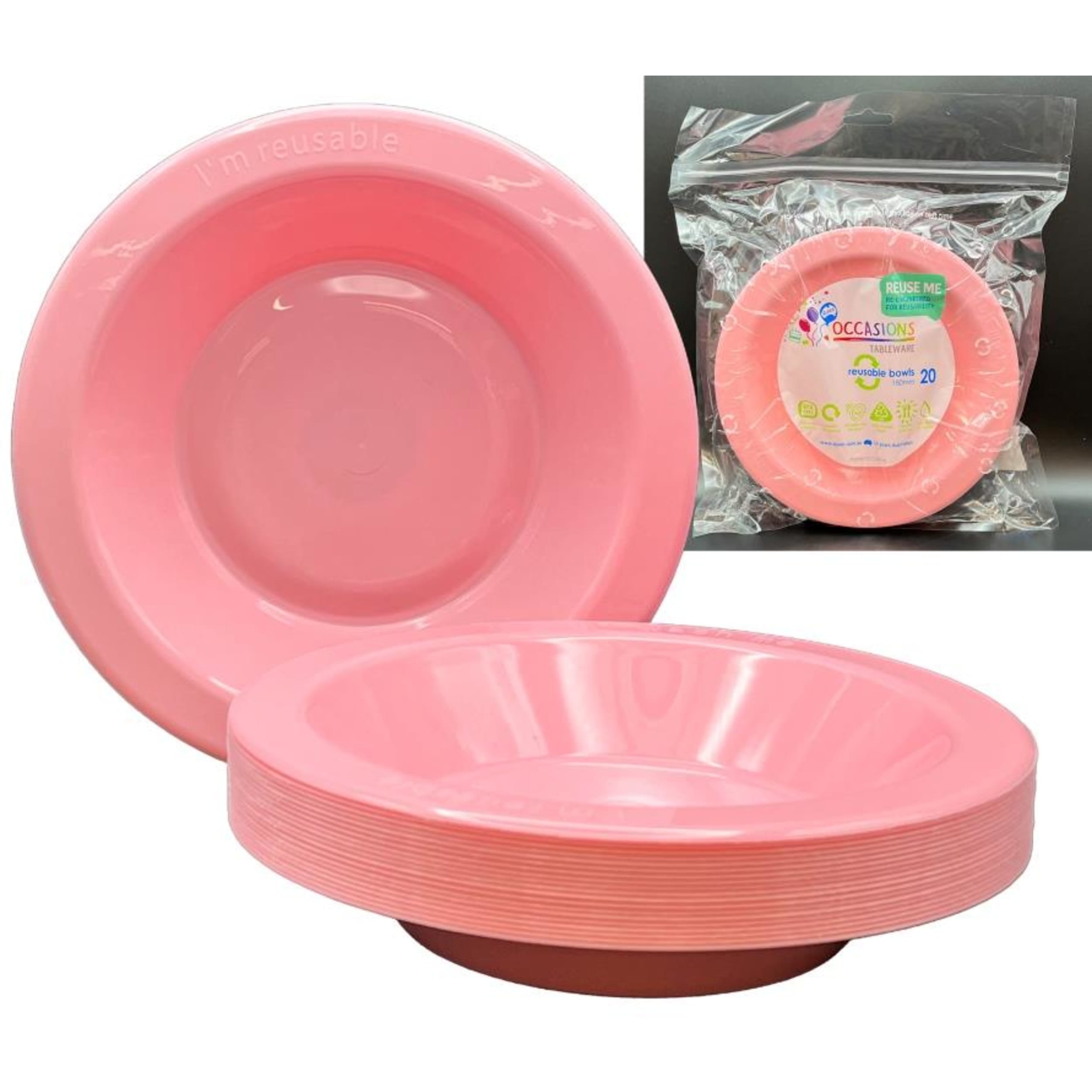 Occasions Light Pink Bowl 180mm (20 Pack)